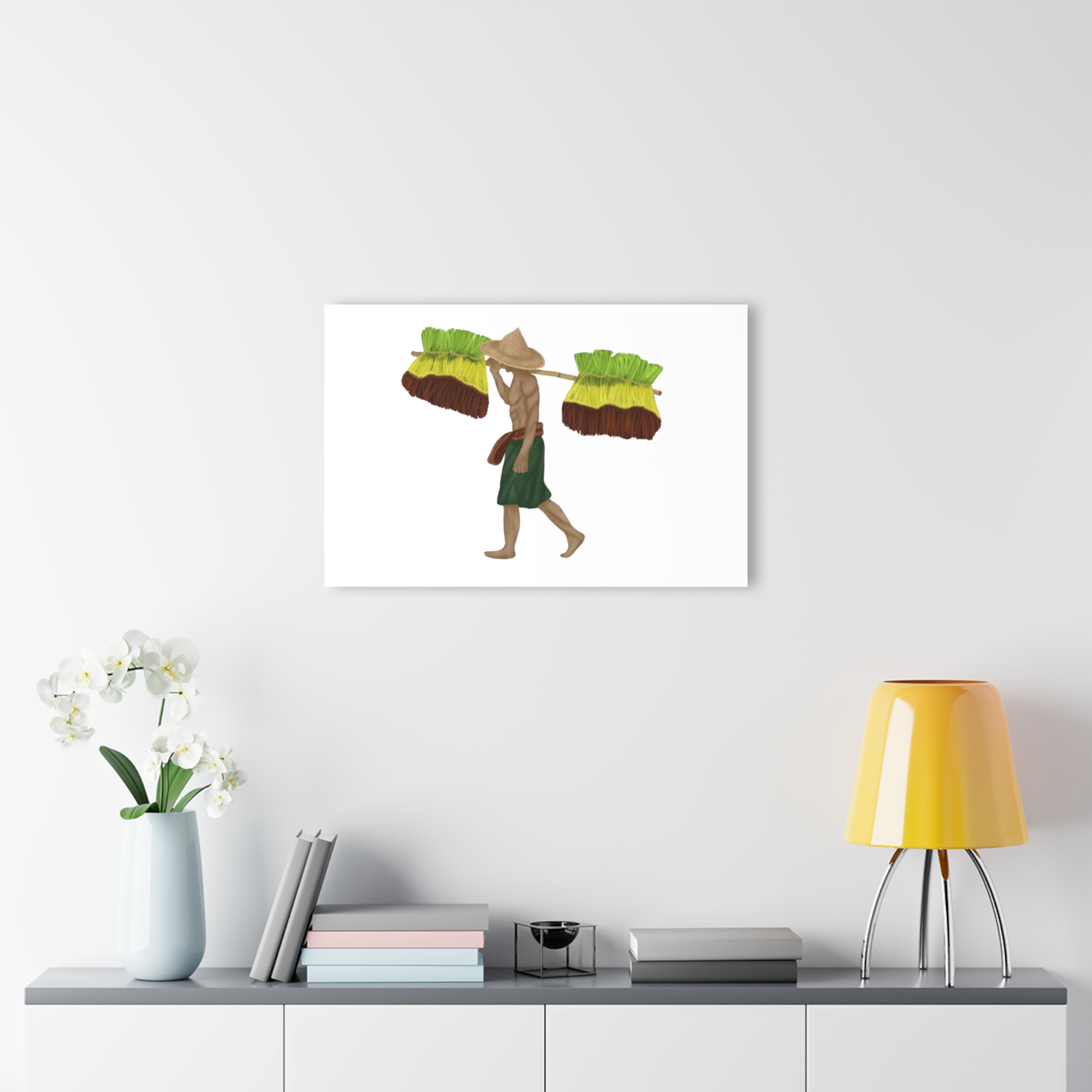Acrylic Print – Market Vendor Carrying Brooms (French Cleat Wall Art) - Image 16