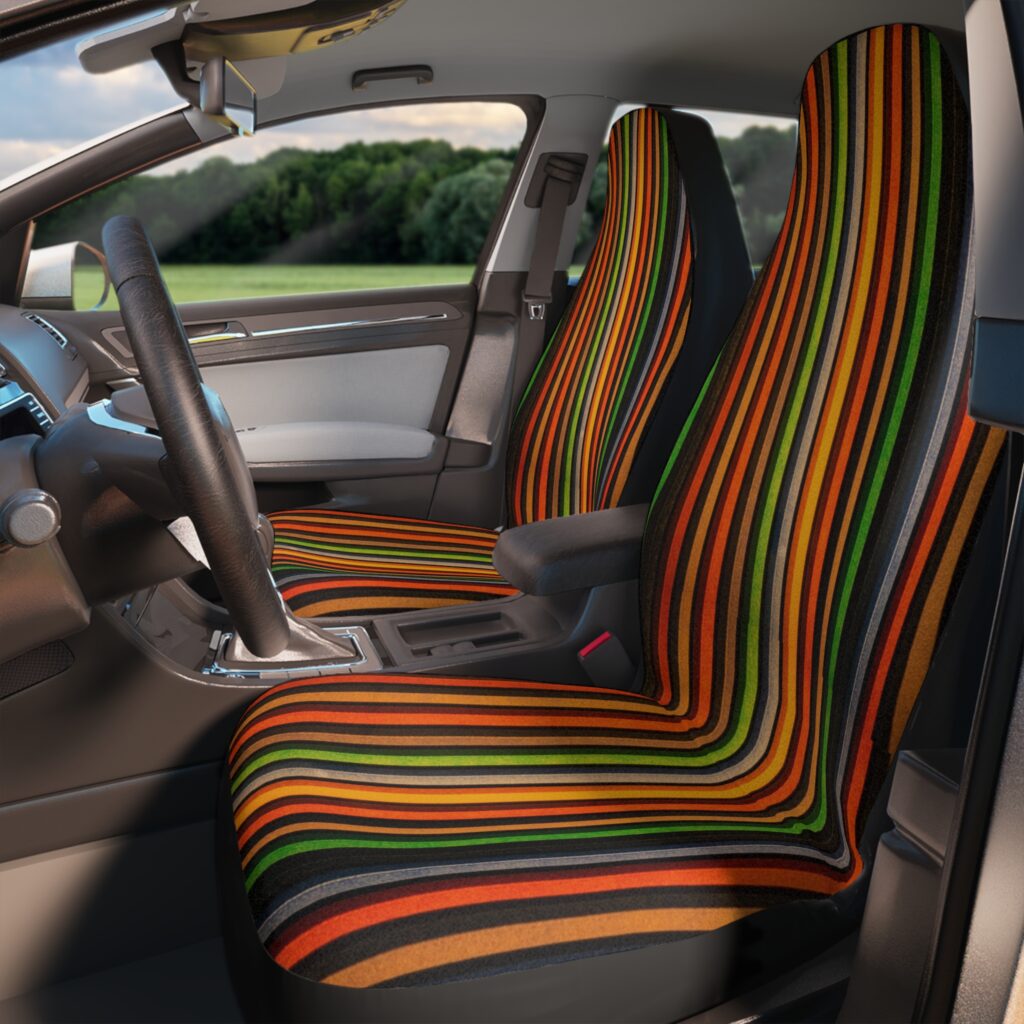 Retro Rainbow Striped Car Seat Covers