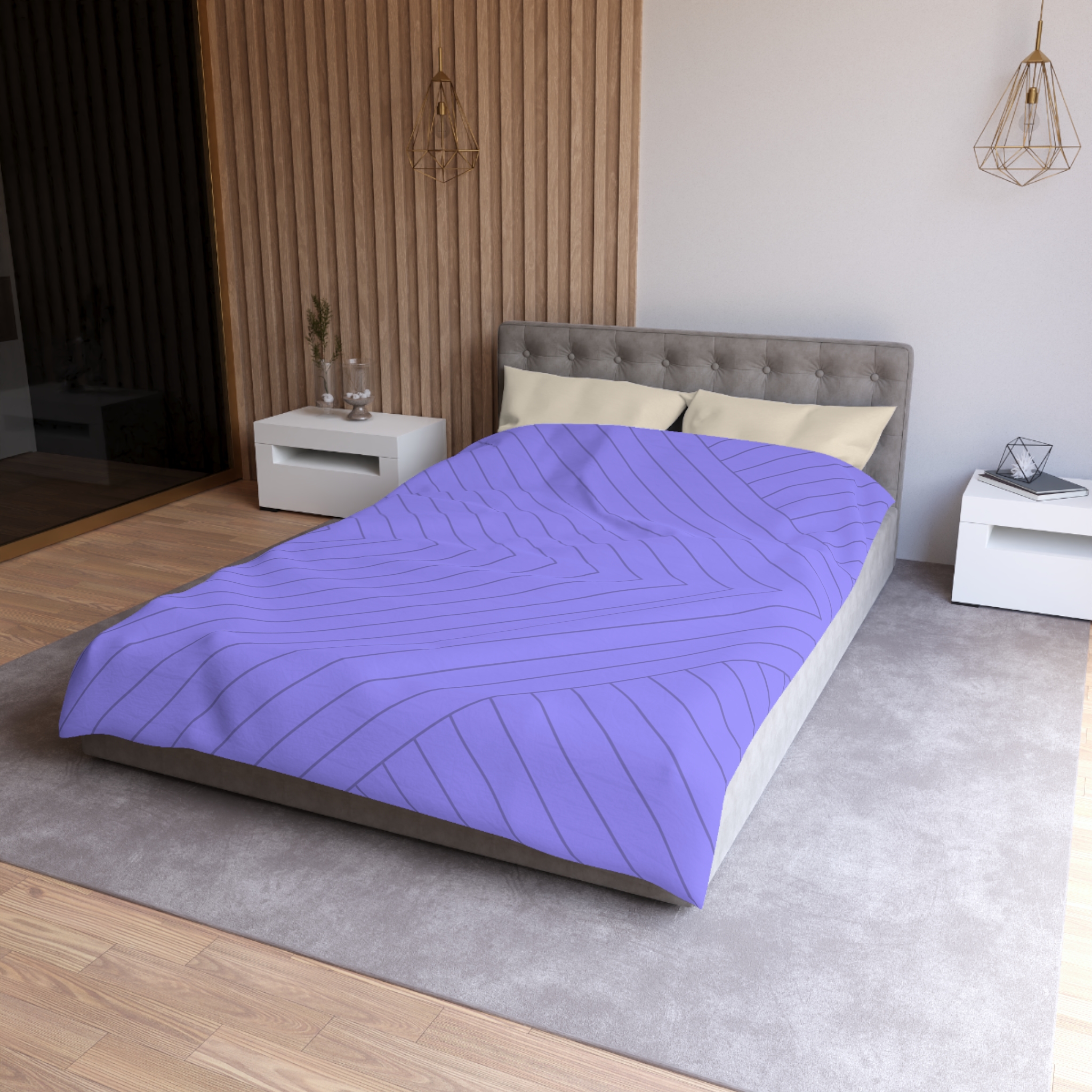 Lavender Geometric Duvet Cover — Modern Chevron Striped Microfiber - Image 21