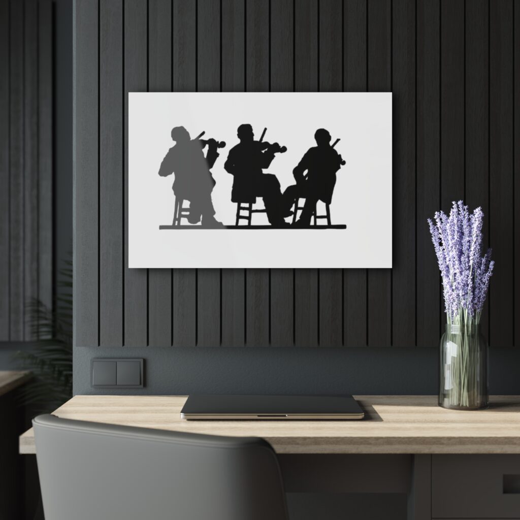 Fiddle Players Silhouette Acrylic Print (French Cleat Hanging)