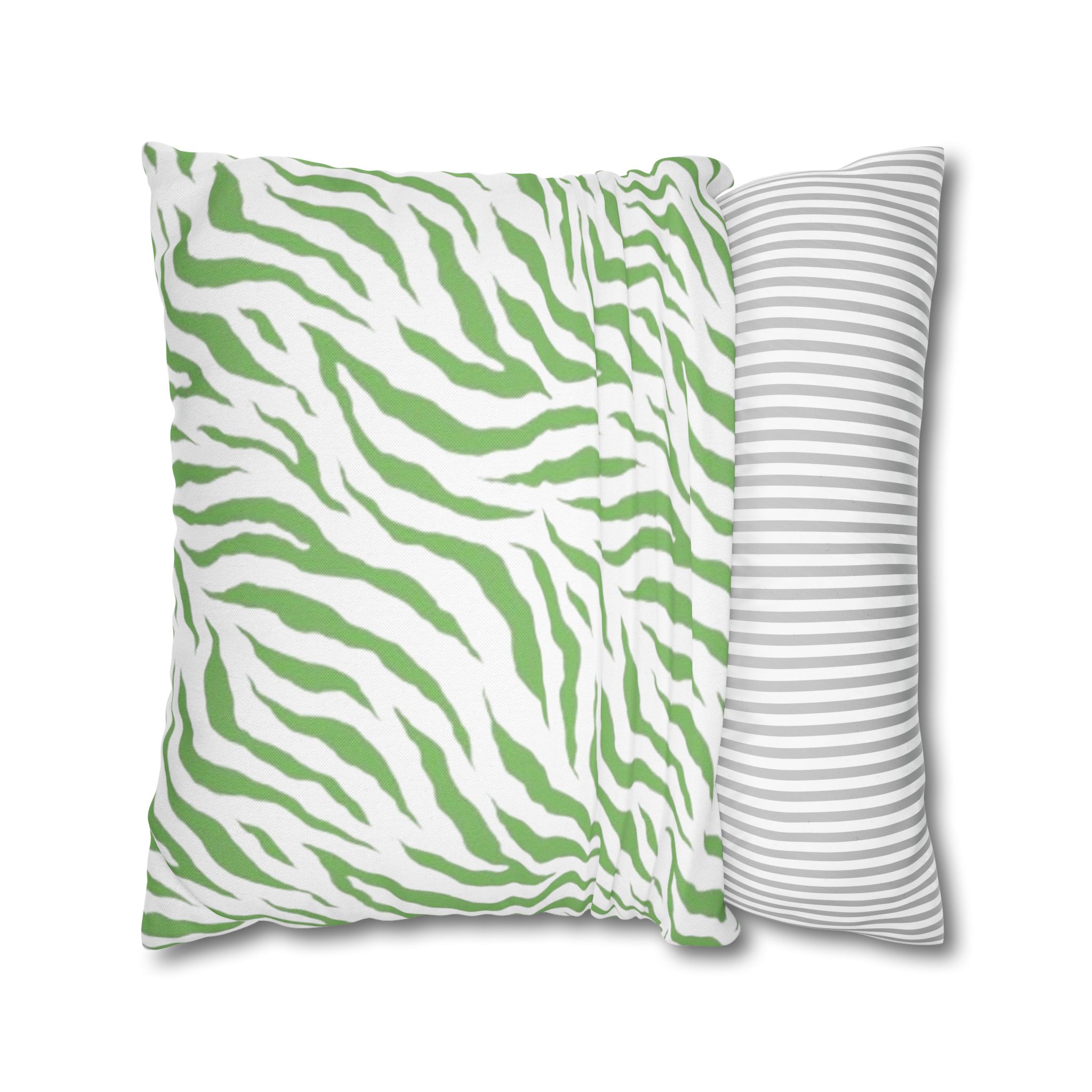 Green Zebra Print Square Pillowcase - Image 3