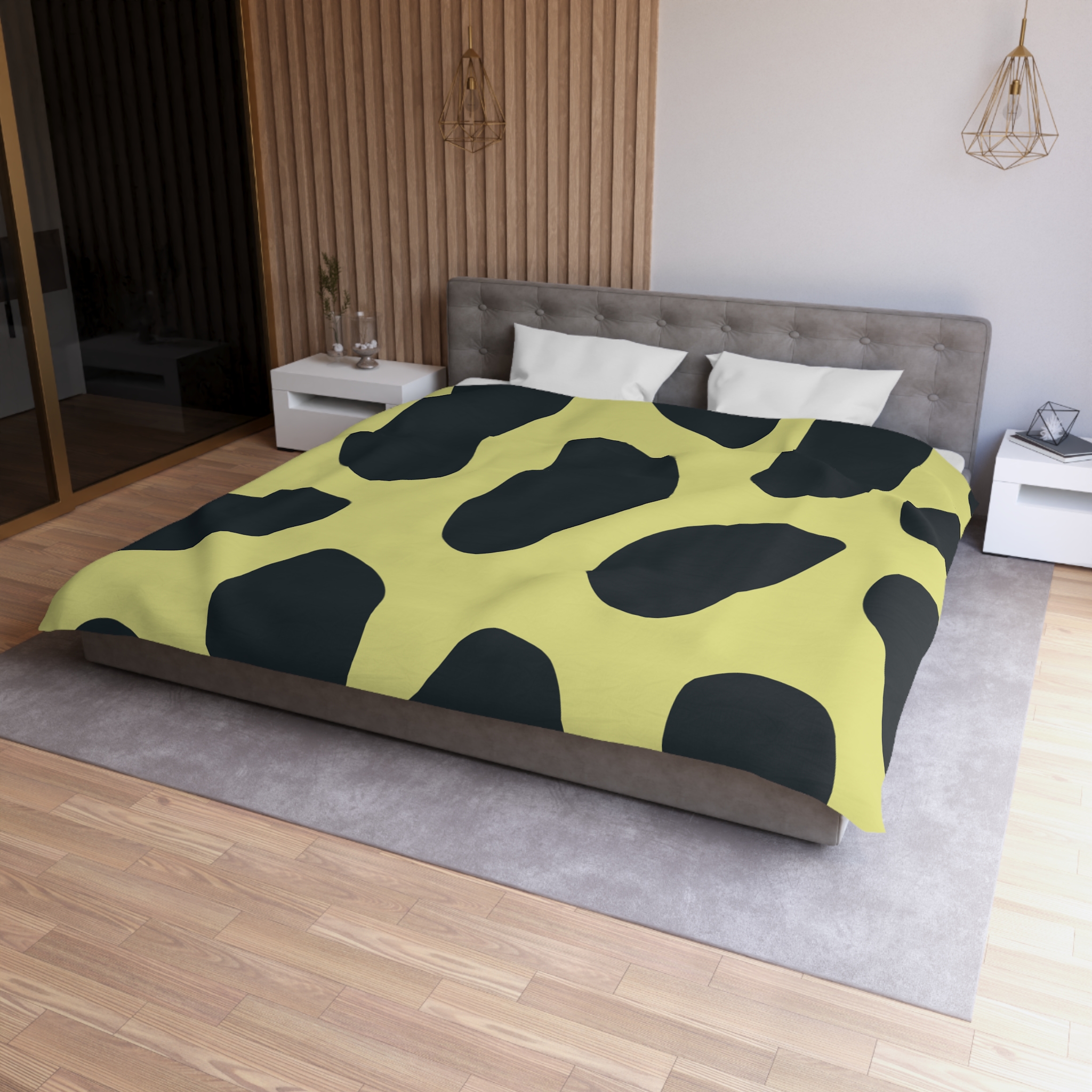 Black and Yellow Abstract Pattern Microfiber Duvet Cover - Image 18