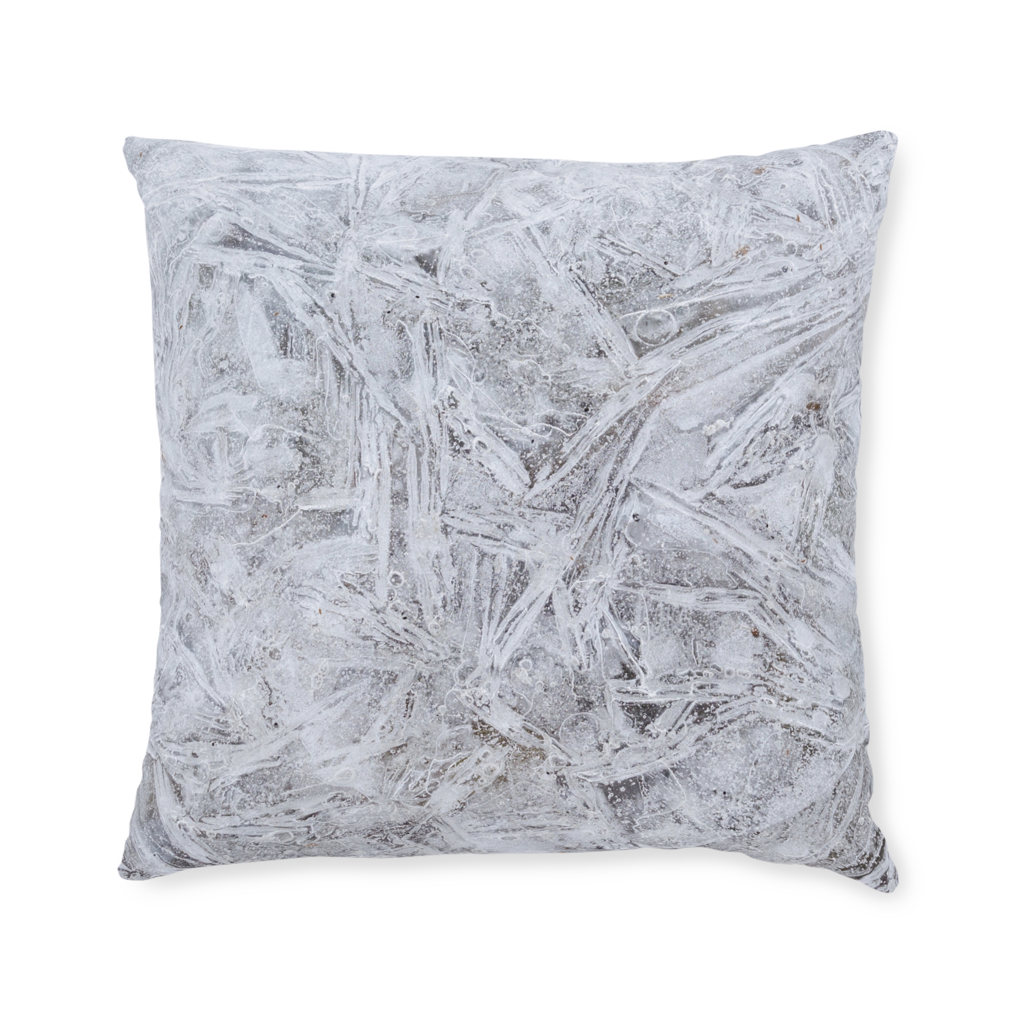 Frosted Ice Texture Square Pillow — Winter Snowflake Accent Cushion - Image 9