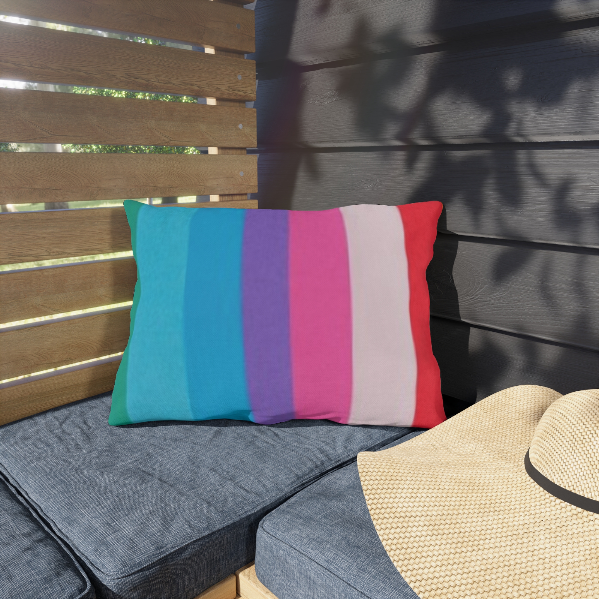 Outdoor Pillow – Colorful Rainbow Striped LGBTQ+ Pride Cushion - Image 11