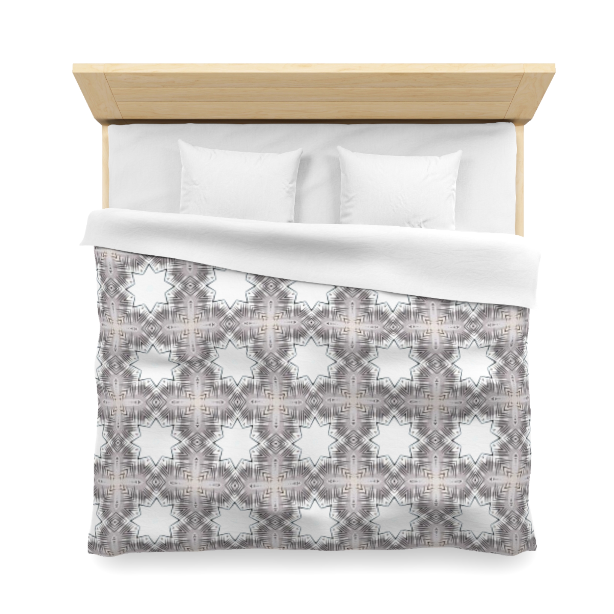 Gray Geometric Moroccan Star Microfiber Duvet Cover - Image 17