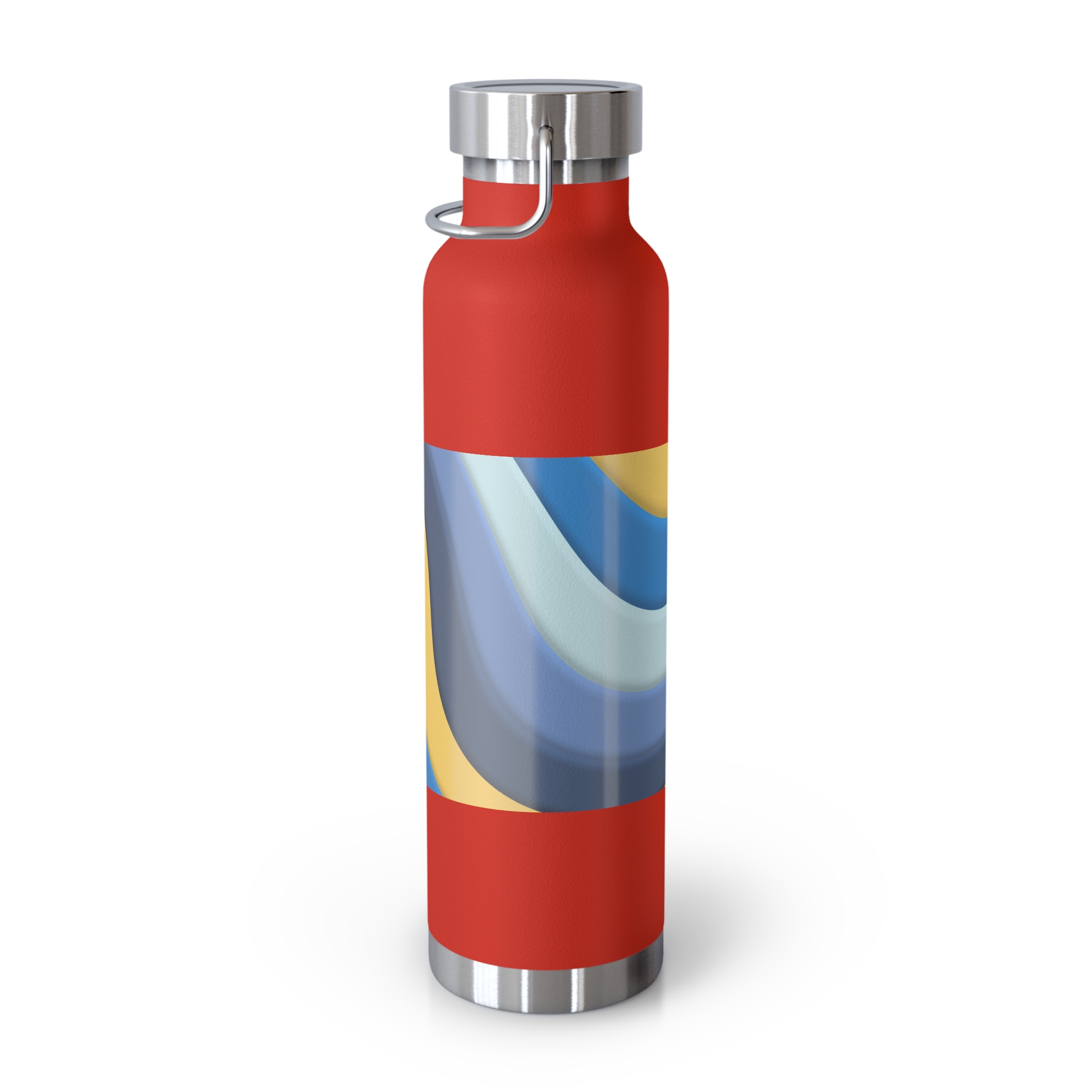 22oz Abstract Blue and Yellow Wave Vacuum Insulated Bottle - Image 9