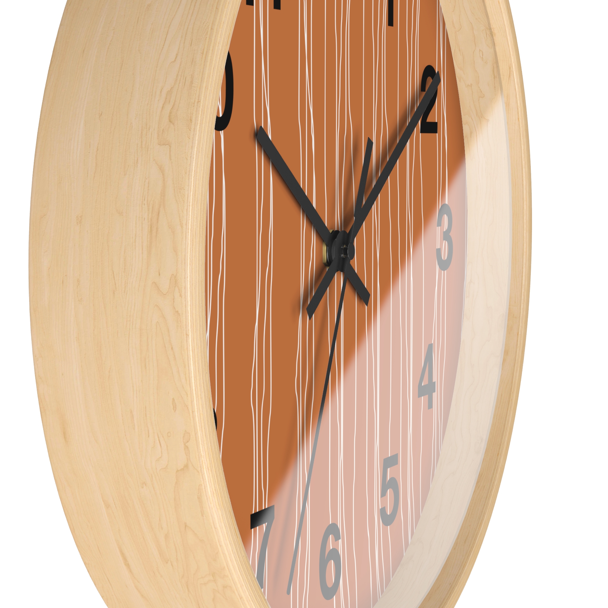 Woodgrain Stripes Wall Clock | Rustic Modern Home Decor - Image 14