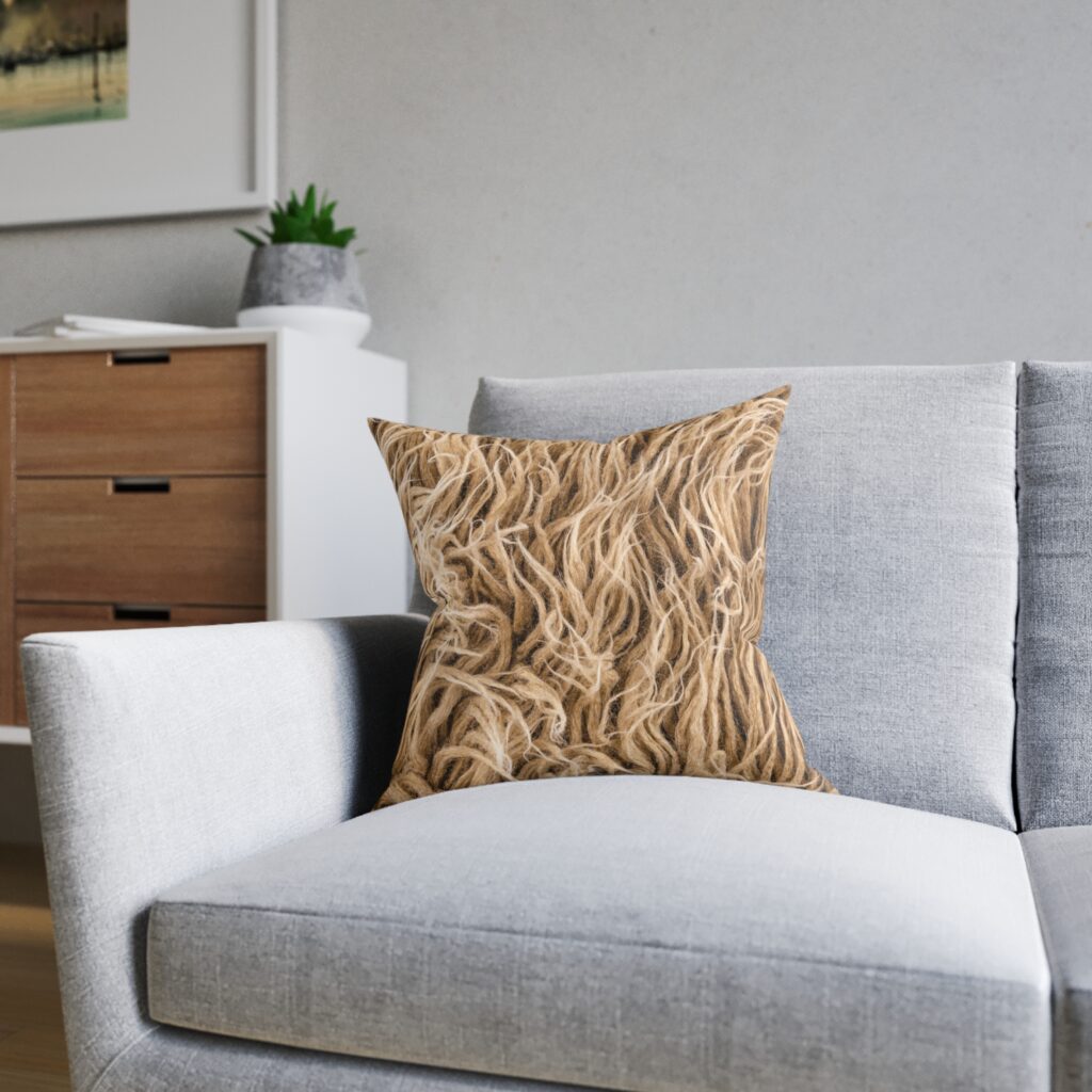 Shaggy Faux Fur Square Pillow — Cozy Neutral Throw Pillow