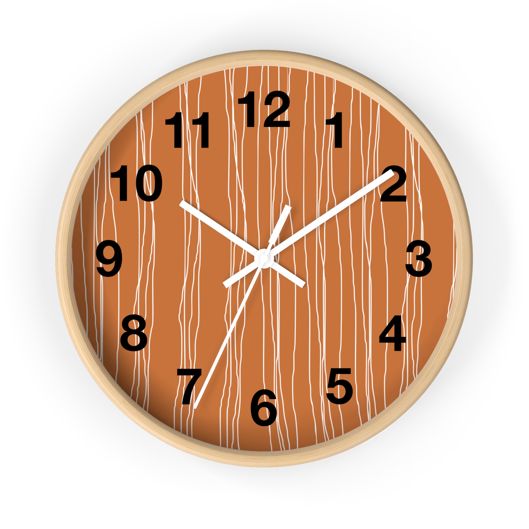Woodgrain Stripes Wall Clock | Rustic Modern Home Decor - Image 16
