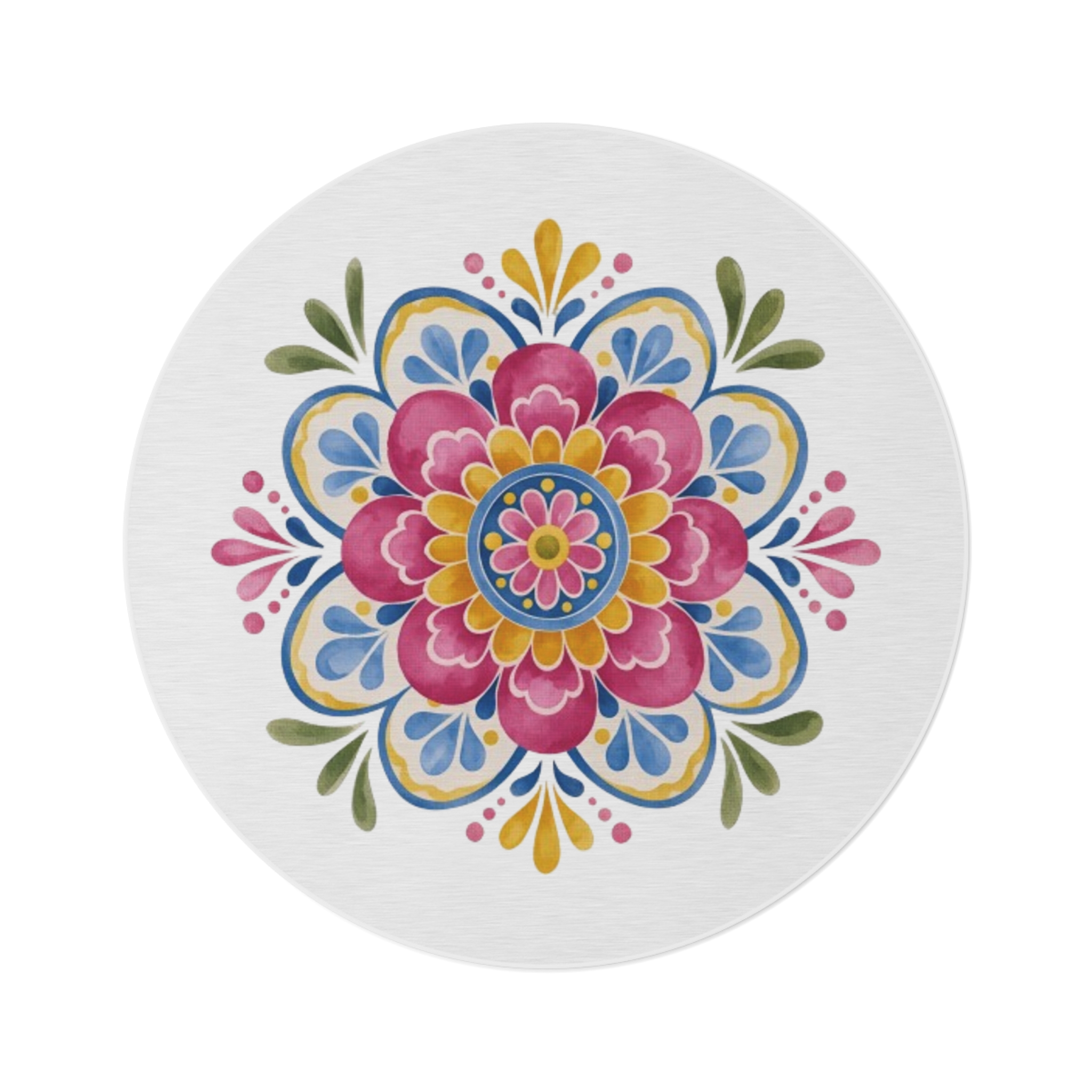 Colorful Floral Mandala Round Rug - Image 2