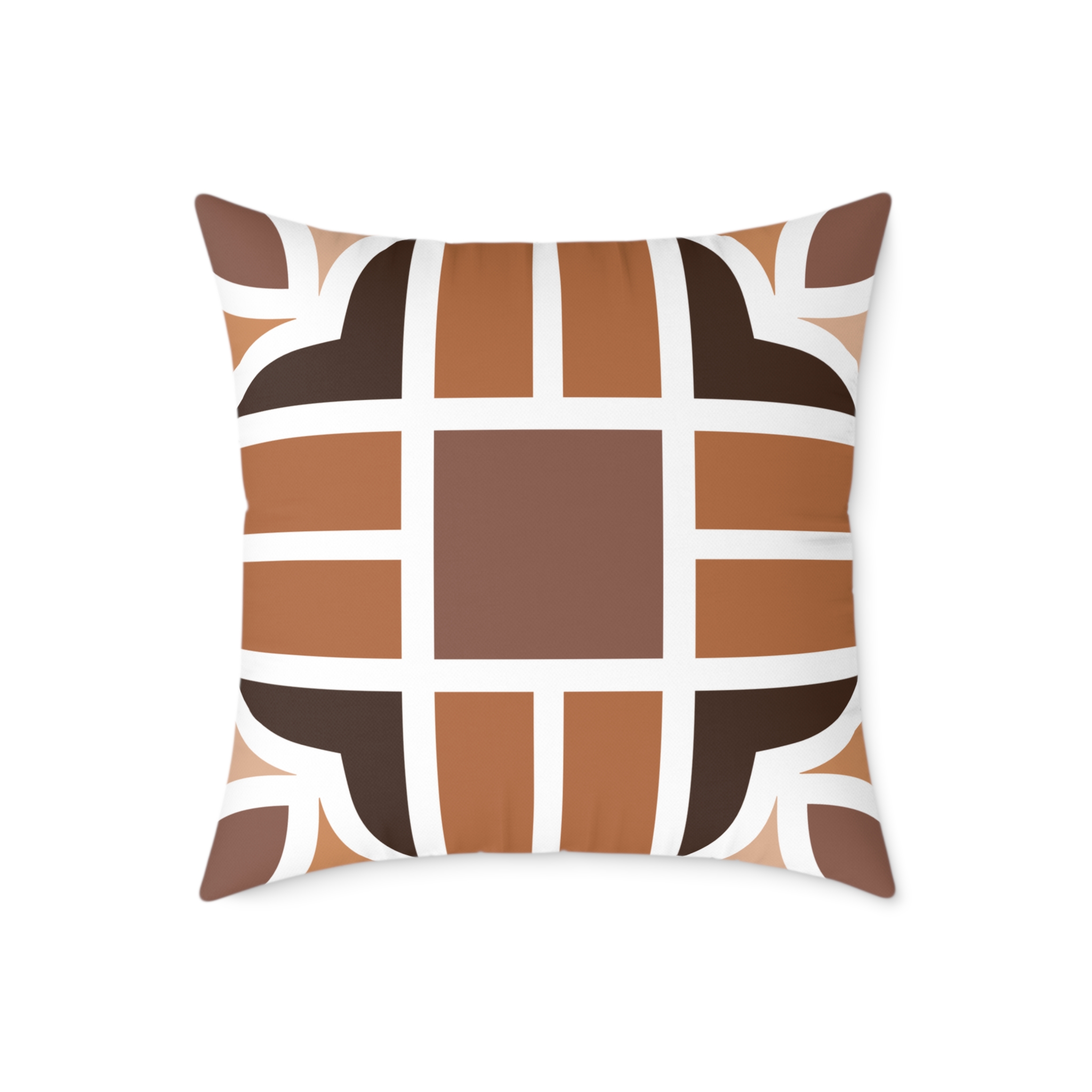 Retro Brown Geometric Square Pillow - Image 18