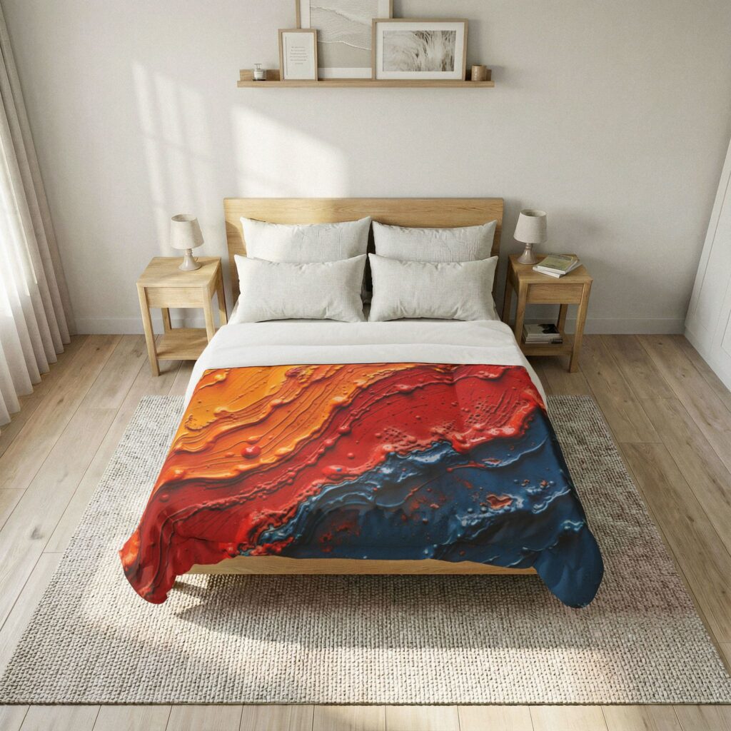 Abstract Agate Waves Cotton Comforter