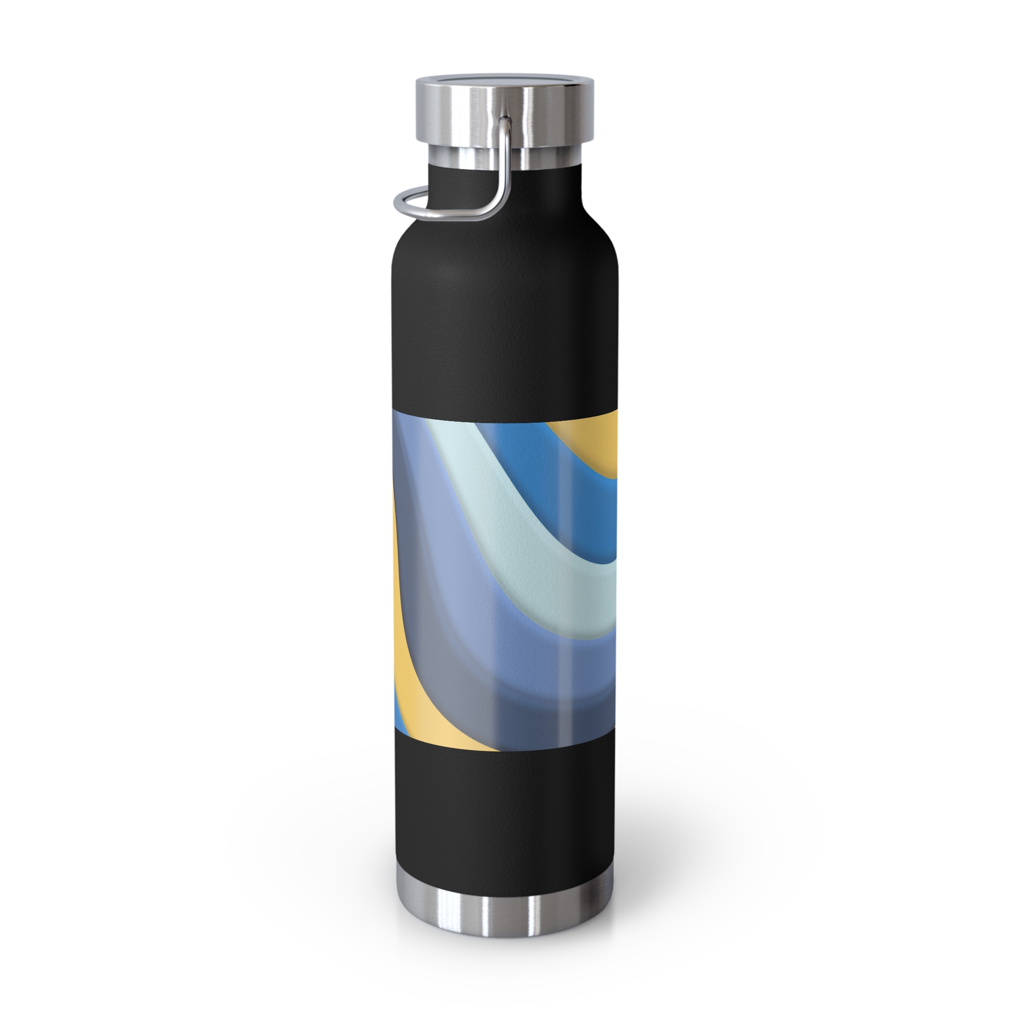 22oz Abstract Blue and Yellow Wave Vacuum Insulated Bottle - Image 18