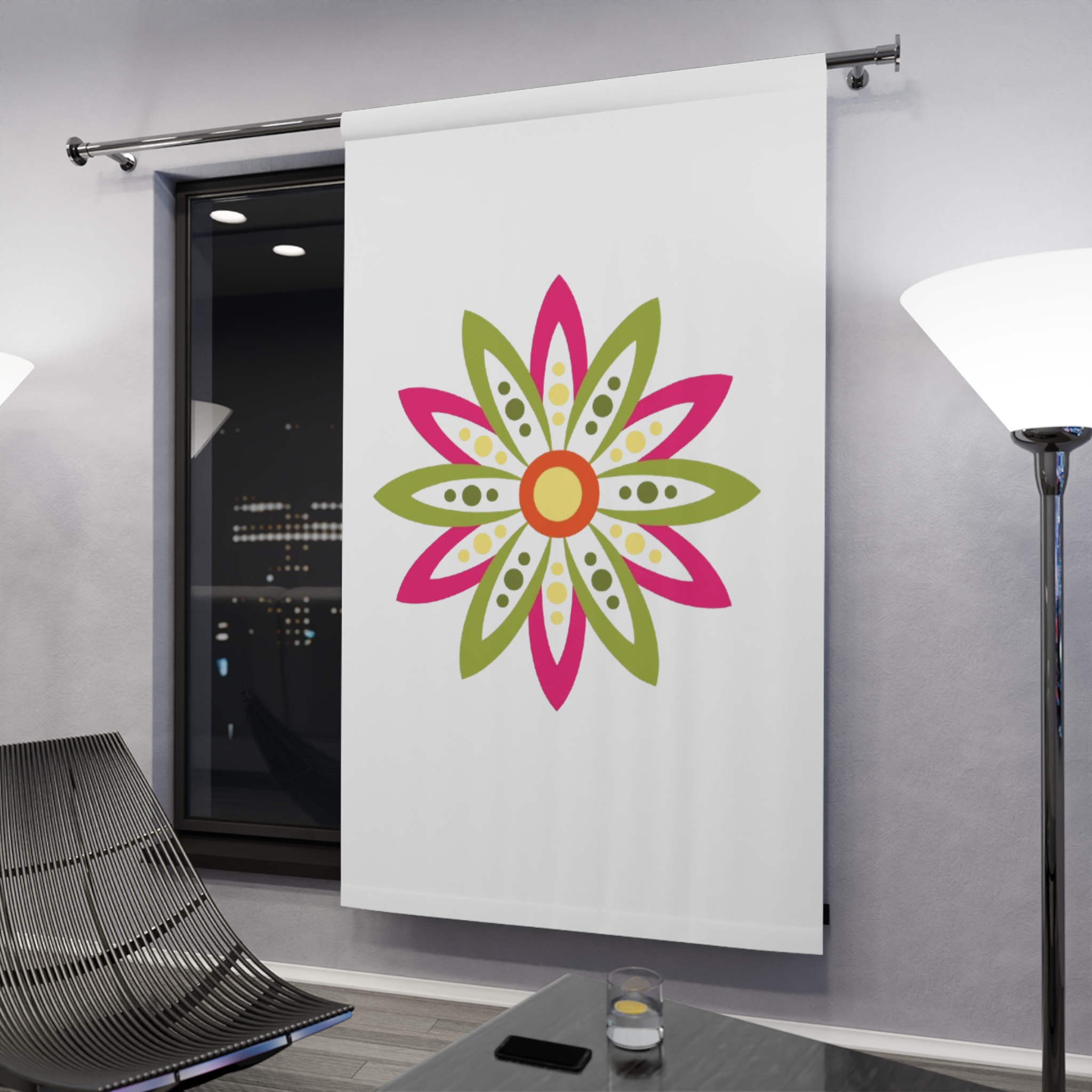 Floral Medallion Window Curtain — Pink & Green Decorative Panel - Image 4