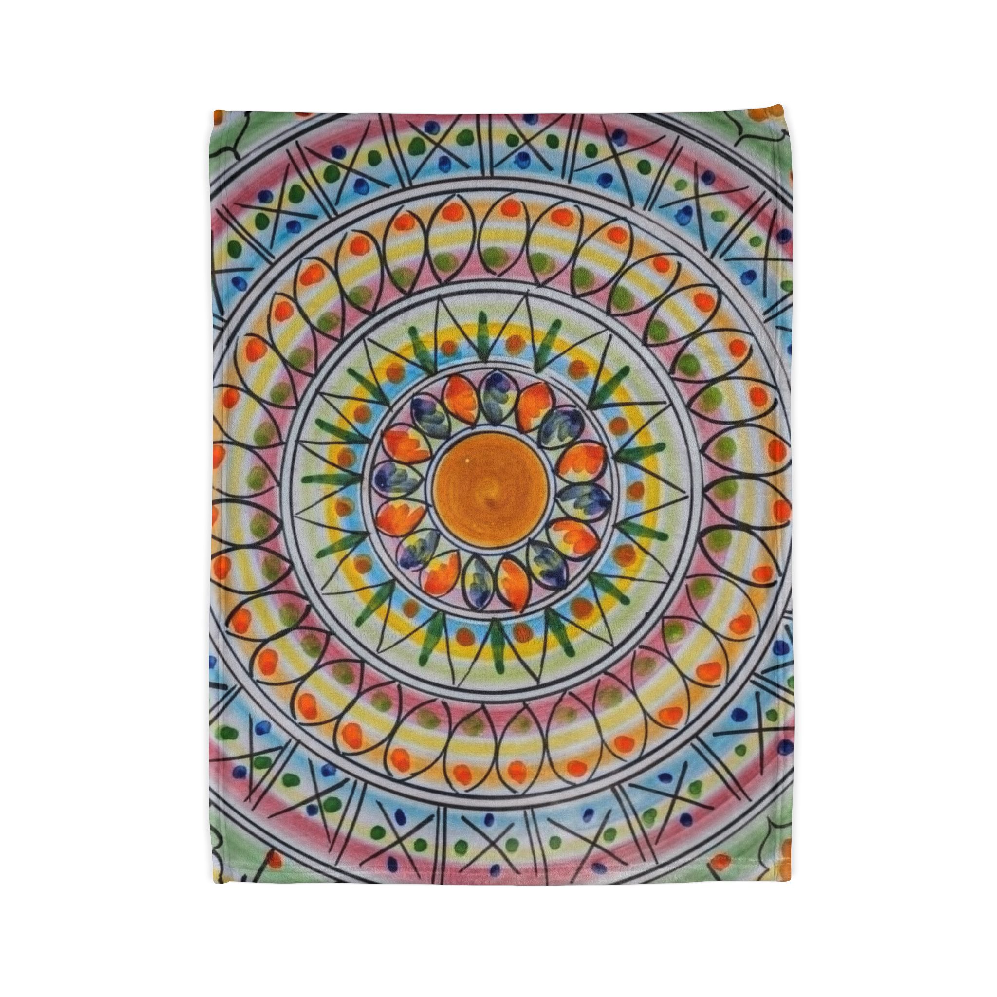 Mandala Sunburst Blanket — Colorful Boho Polyester Throw - Image 6