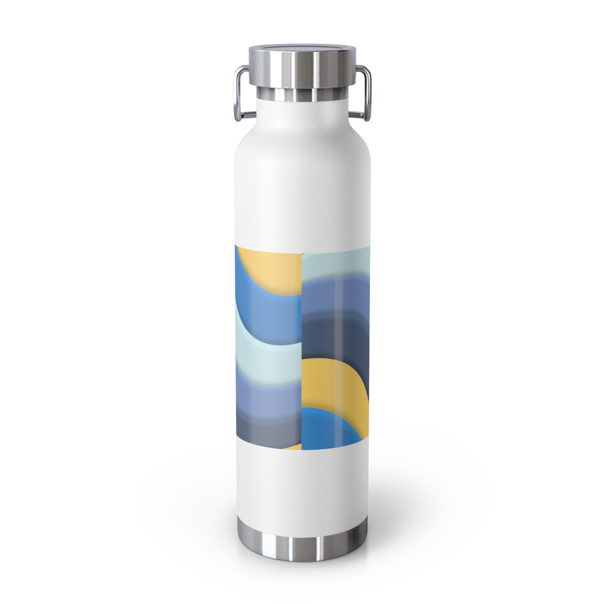 22oz Abstract Blue and Yellow Wave Vacuum Insulated Bottle - Image 5