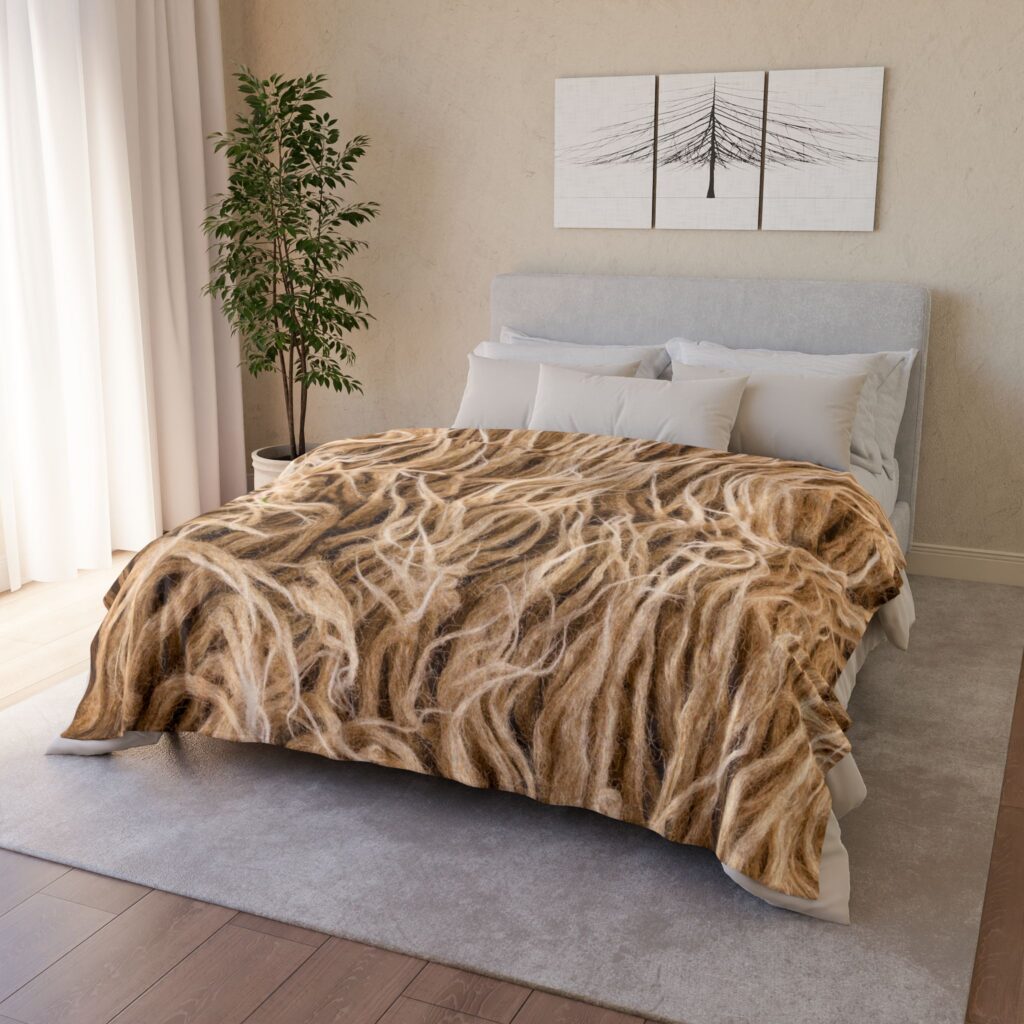 Faux Fur Shaggy Throw Blanket — Cozy Beige Polyester Accent Throw