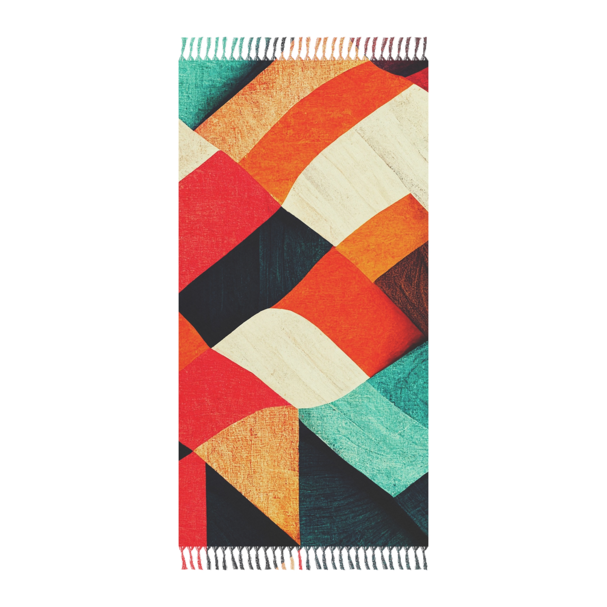Boho Beach Towel - Retro Geometric Fringe Beach Cloth - Image 2