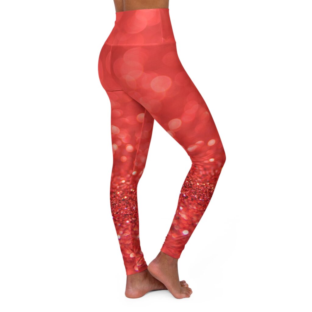 Red Bokeh Glow High-Waisted Yoga Leggings