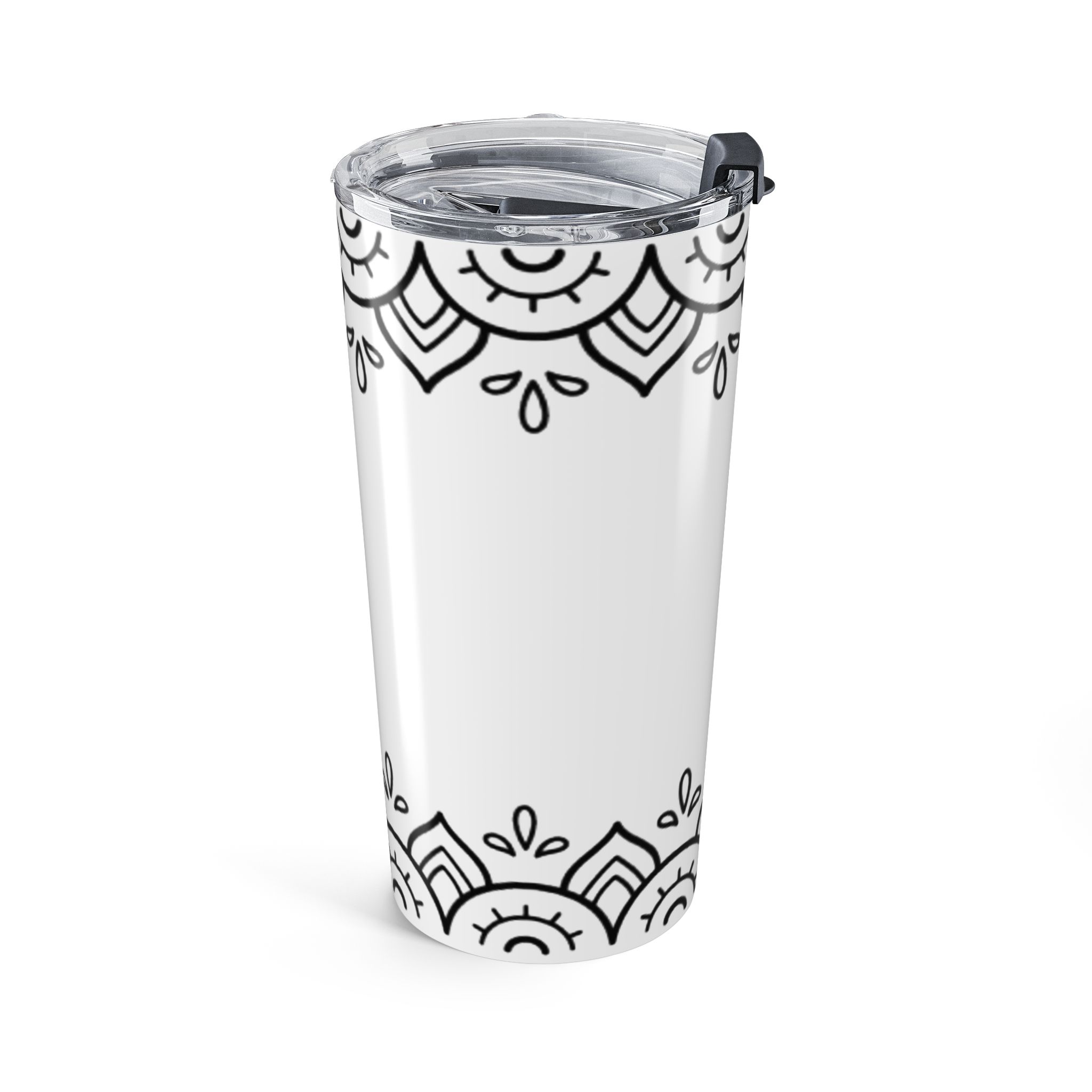 20oz Mandala Tumbler – Black Floral Boho Travel Cup - Image 4