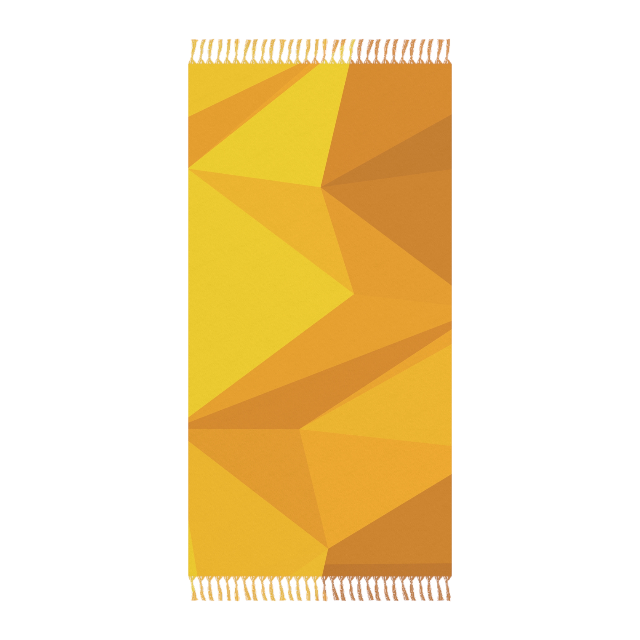Boho Geometric Beach Towel — Yellow Faceted Pattern Turkish Fringe Towel - Image 2