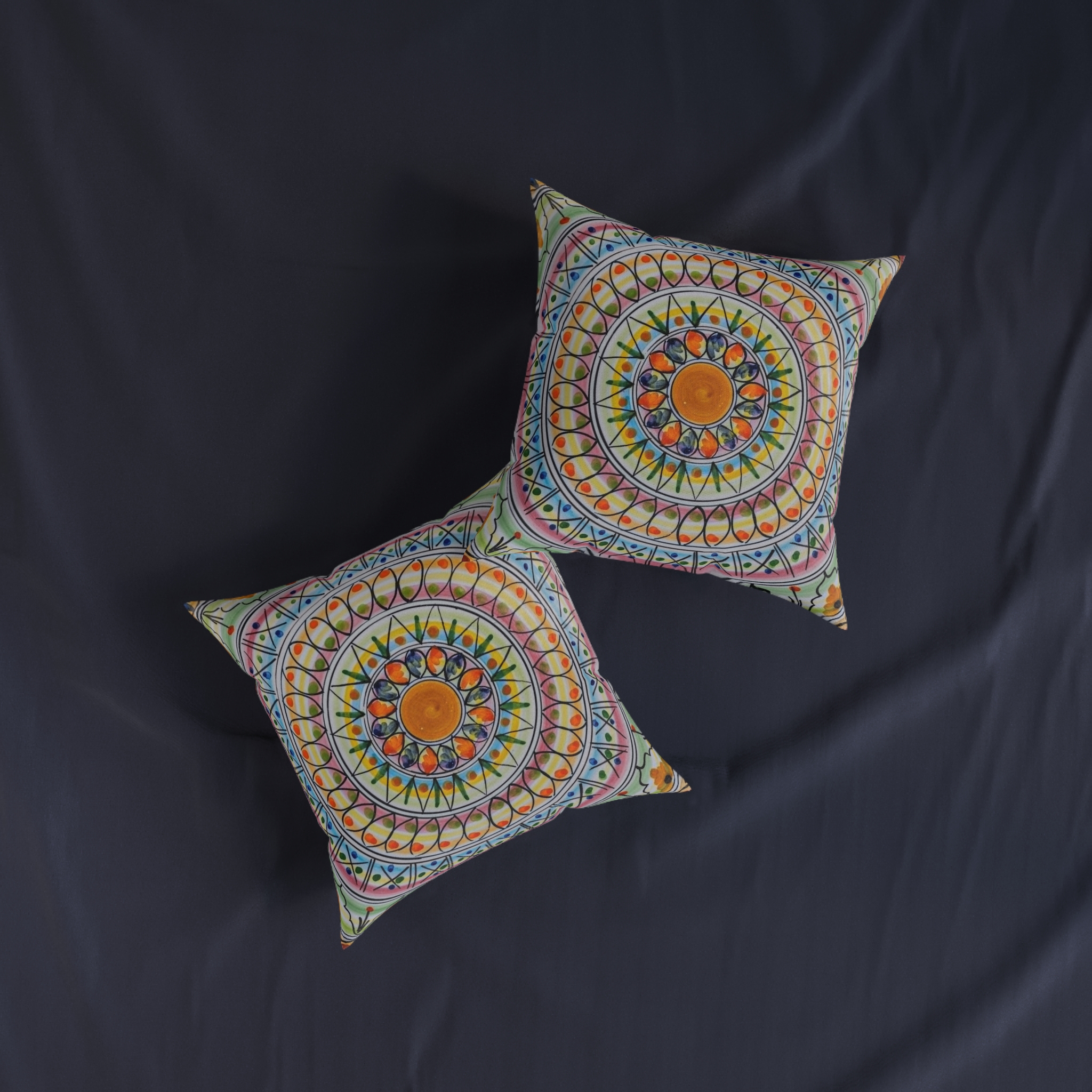 Bohemian Mandala Square Pillow — Colorful Geometric Decorative Cushion - Image 4
