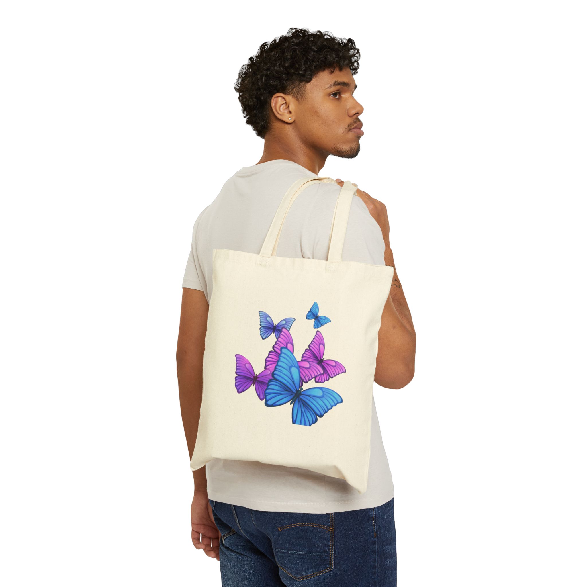Colorful Butterfly Canvas Tote Bag - Image 8