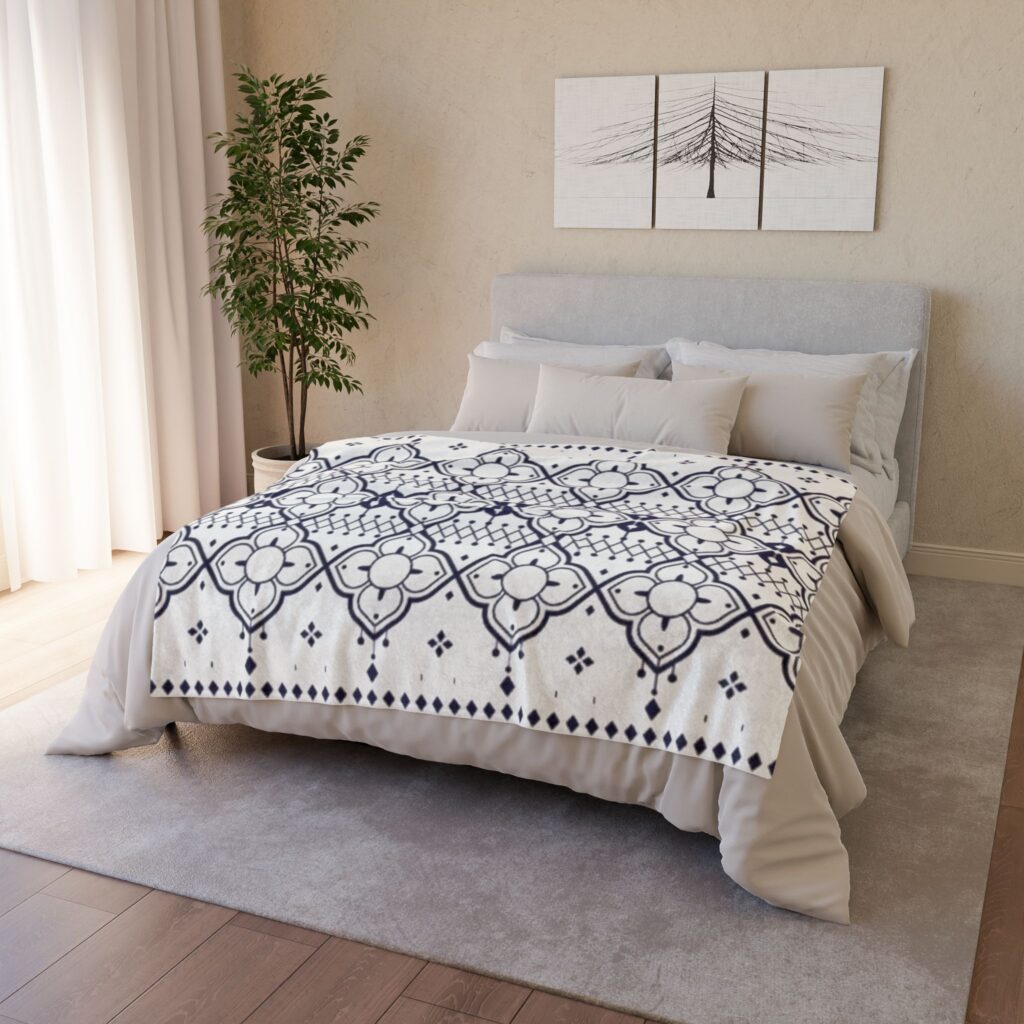 Geometric Moroccan Tile Pattern Soft Polyester Blanket