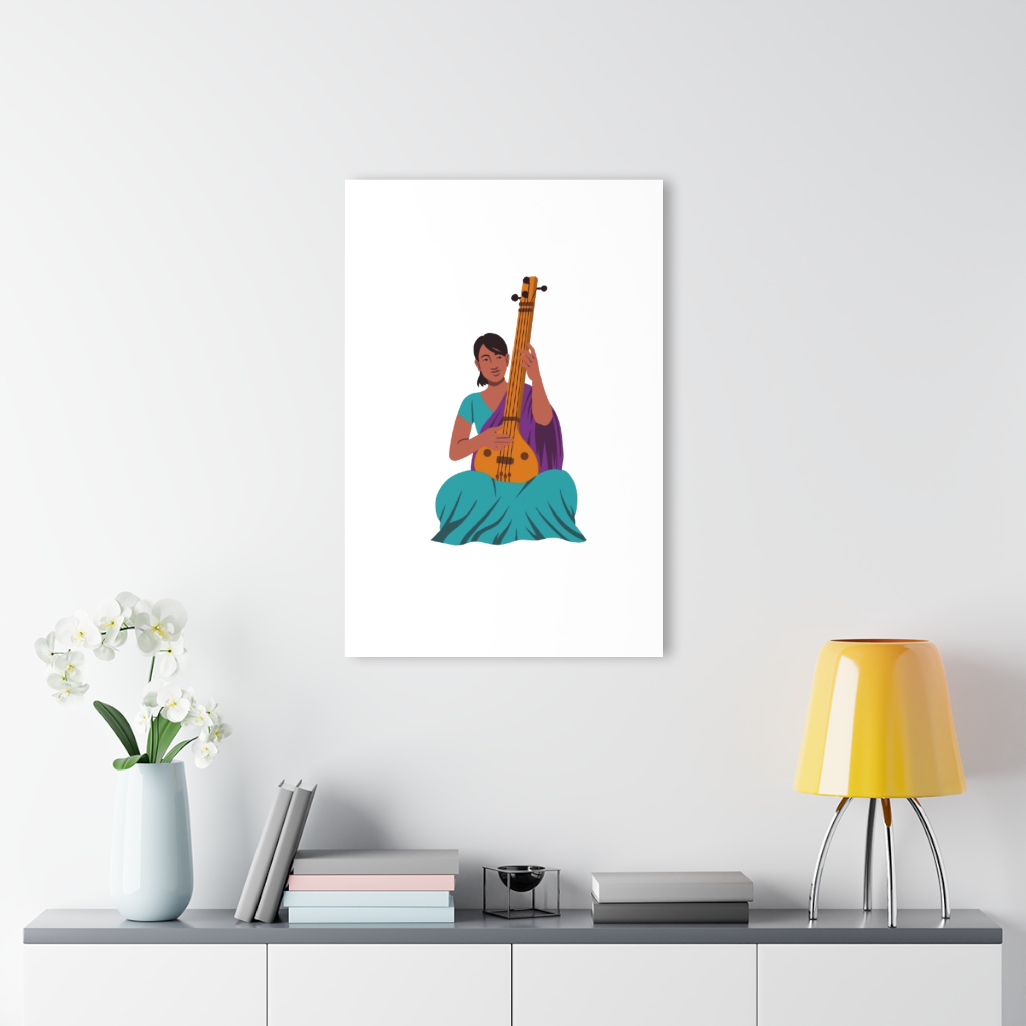 Acrylic Print — Seated Indian Musician Veena Art (French Cleat Hanging) - Image 16