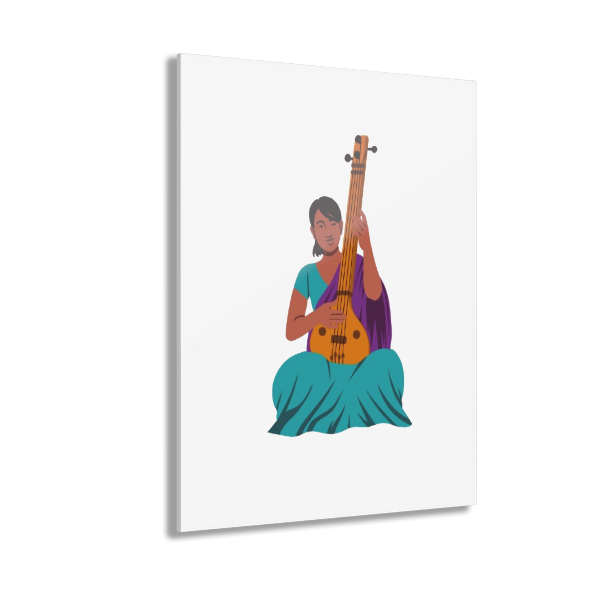 Acrylic Print — Seated Indian Musician Veena Art (French Cleat Hanging) - Image 2