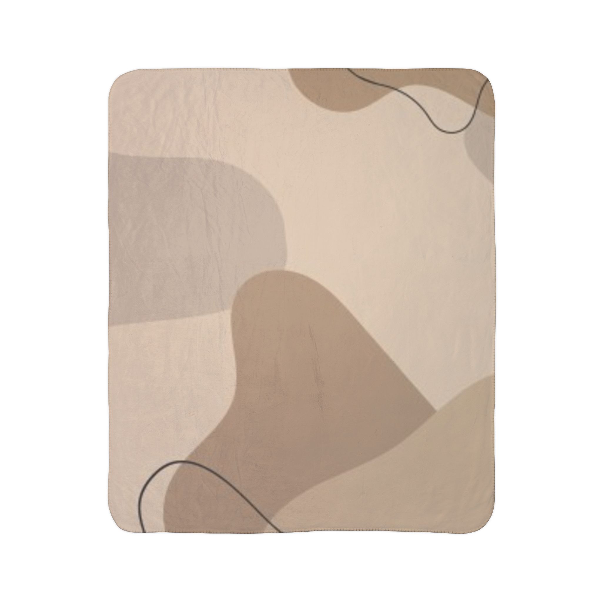 Abstract Neutral Shapes Sherpa Blanket — Cozy Beige Fleece Throw - Image 16