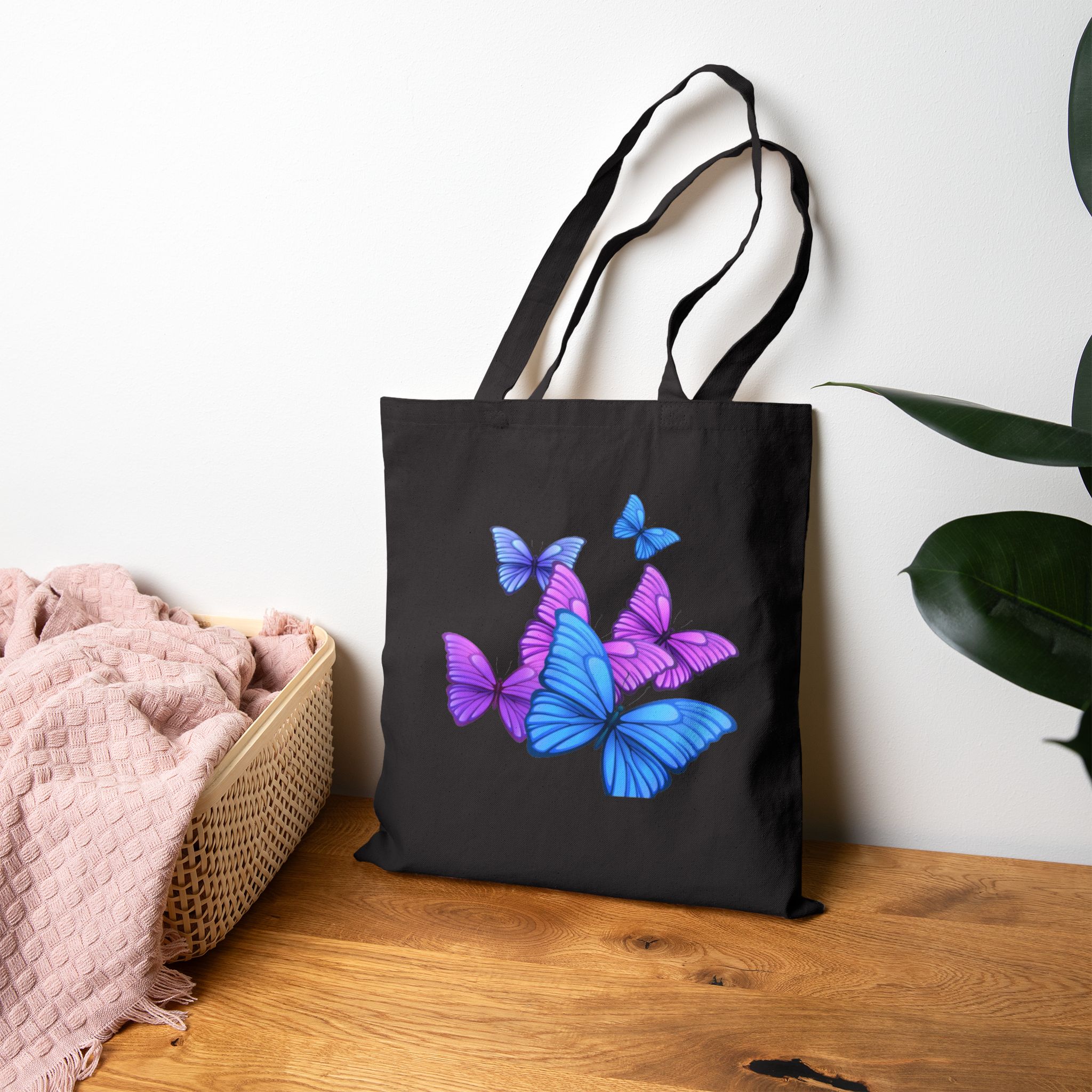 Colorful Butterfly Canvas Tote Bag