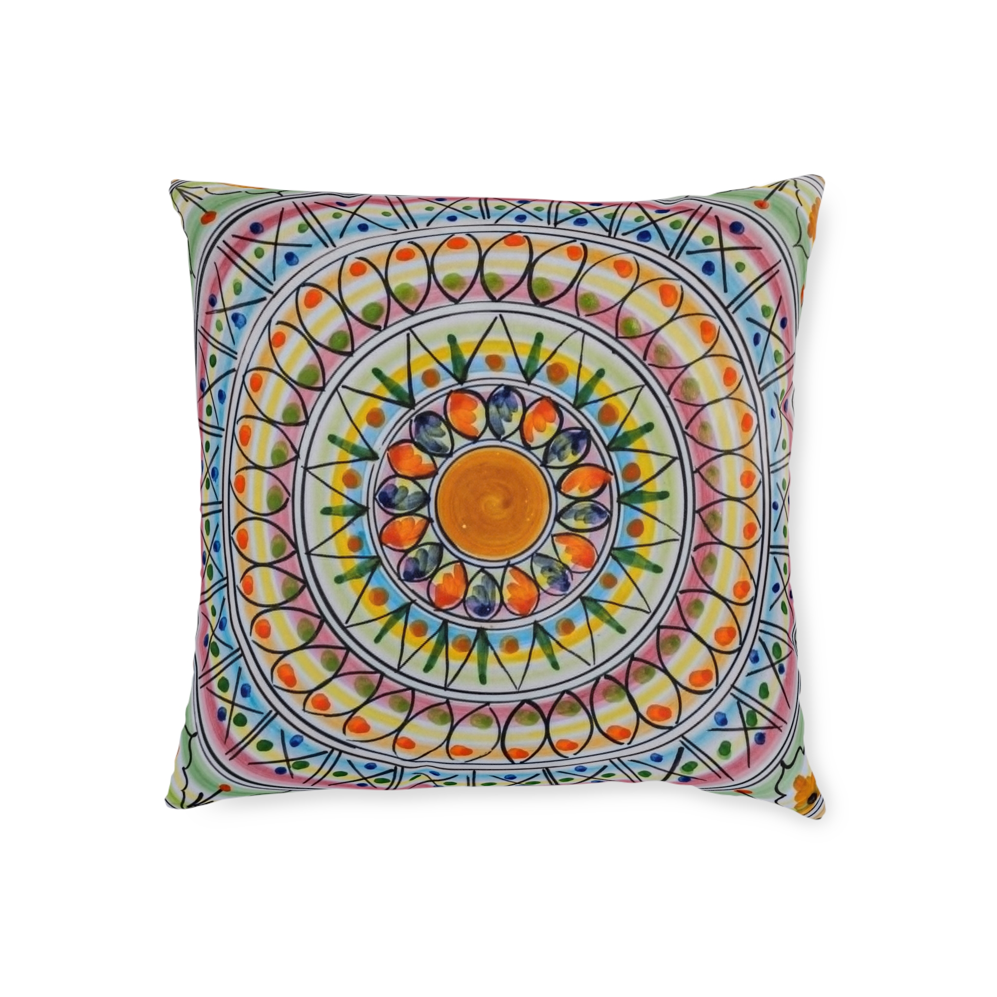 Bohemian Mandala Square Pillow — Colorful Geometric Decorative Cushion - Image 3