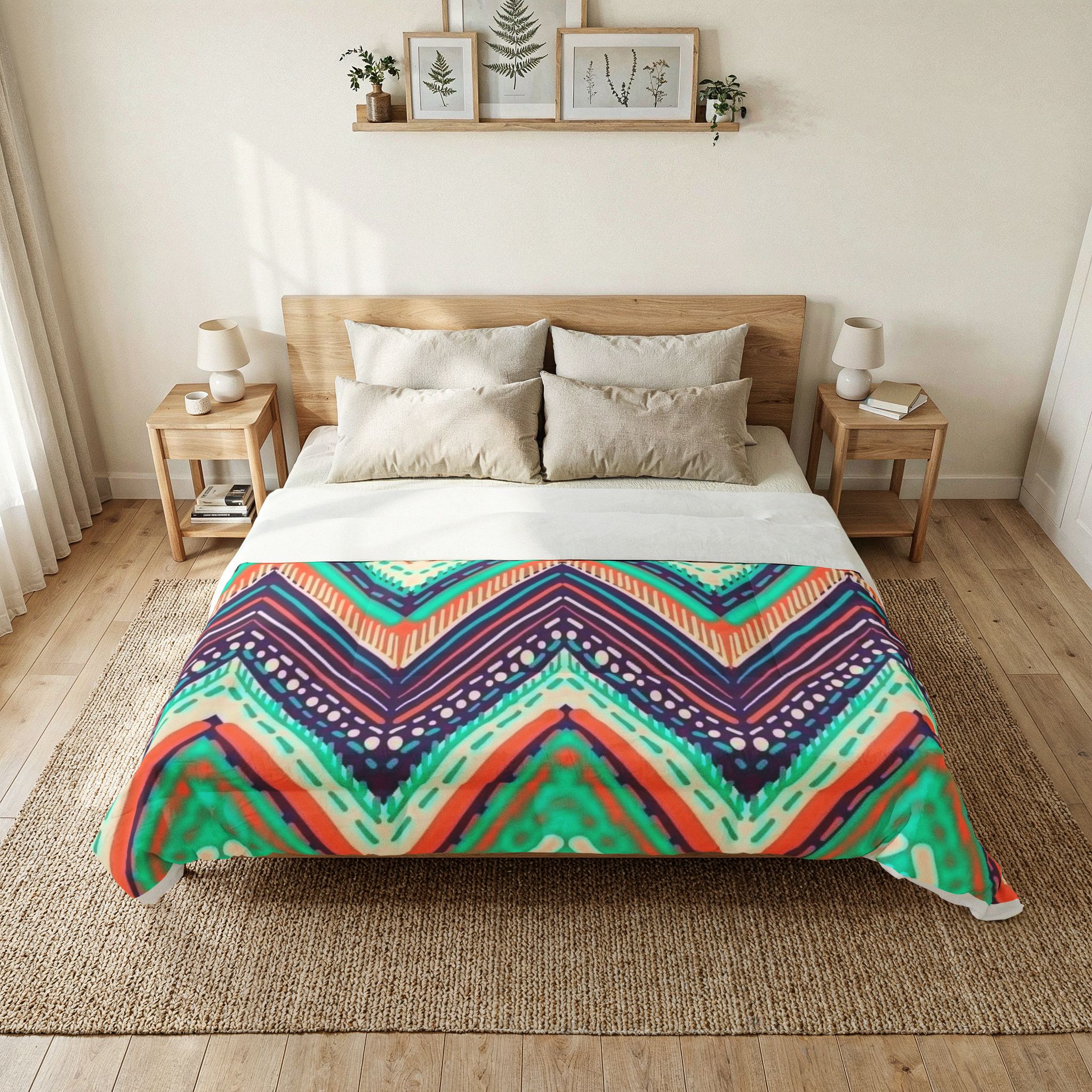 Colorful Chevron Pattern Cotton Comforter