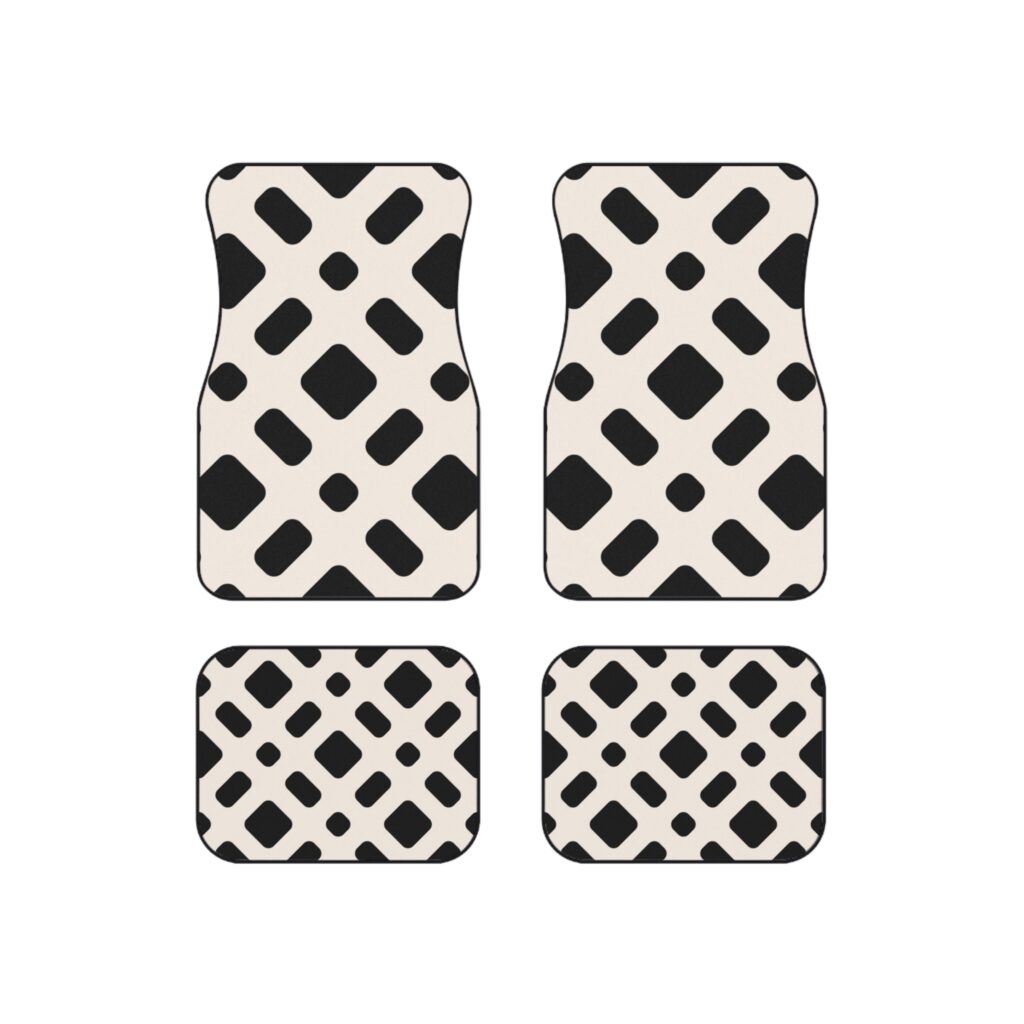 Black and White Geometric Pattern Car Mats Set of 4