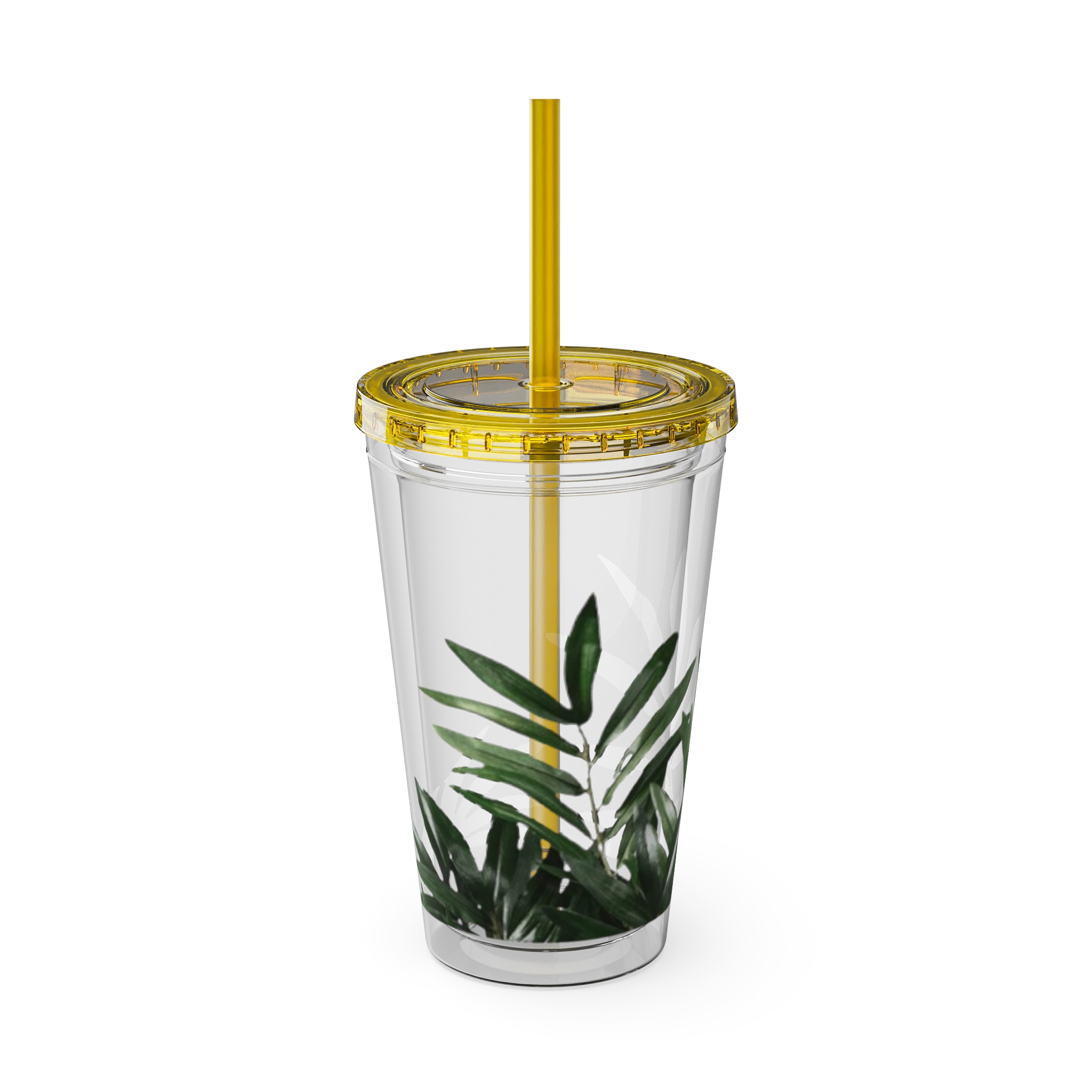 Tropical Green Leaves Tumbler | 16oz Straw Cup - Image 17