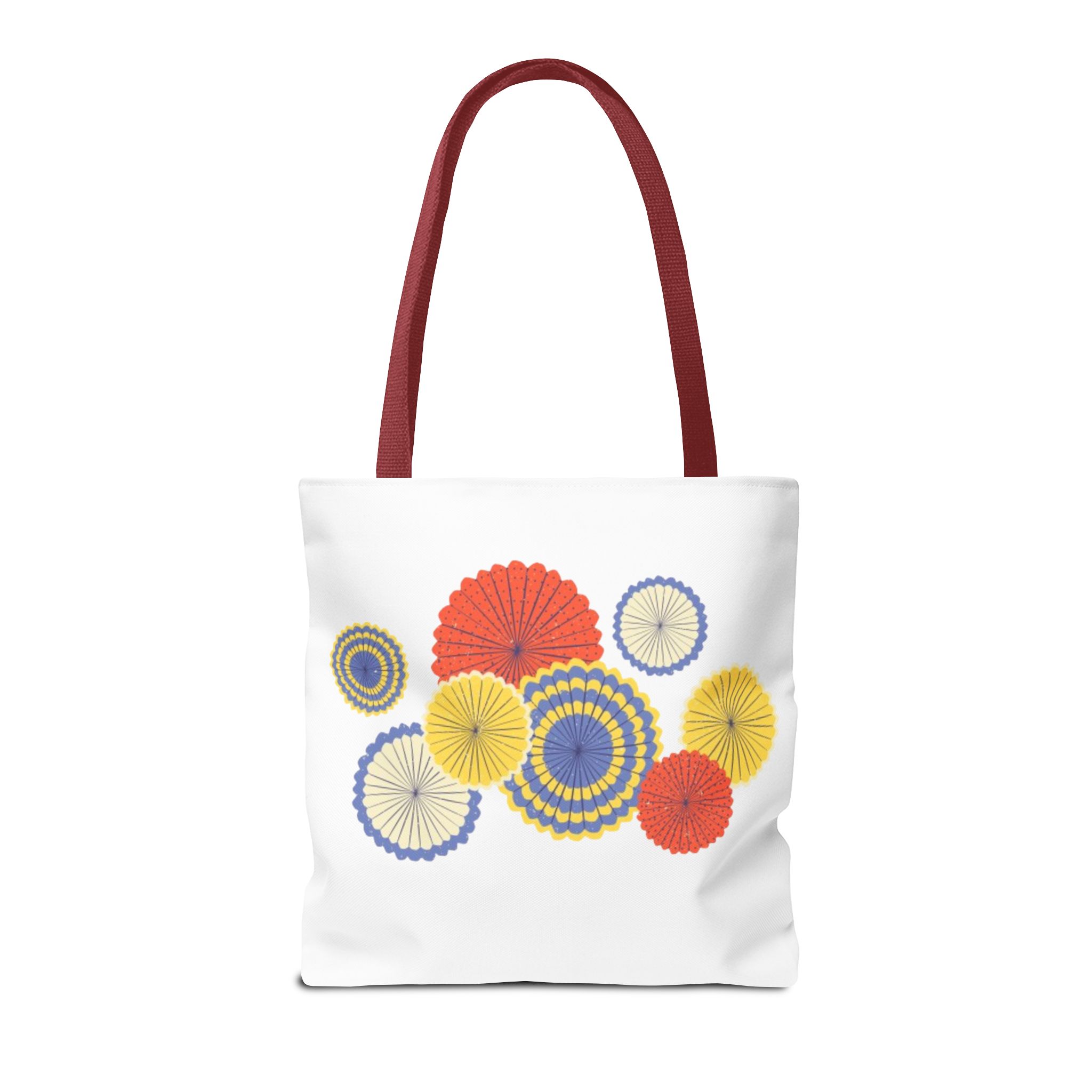Floral Paper Fans Tote Bag — Colorful Retro Sunburst Design - Image 3