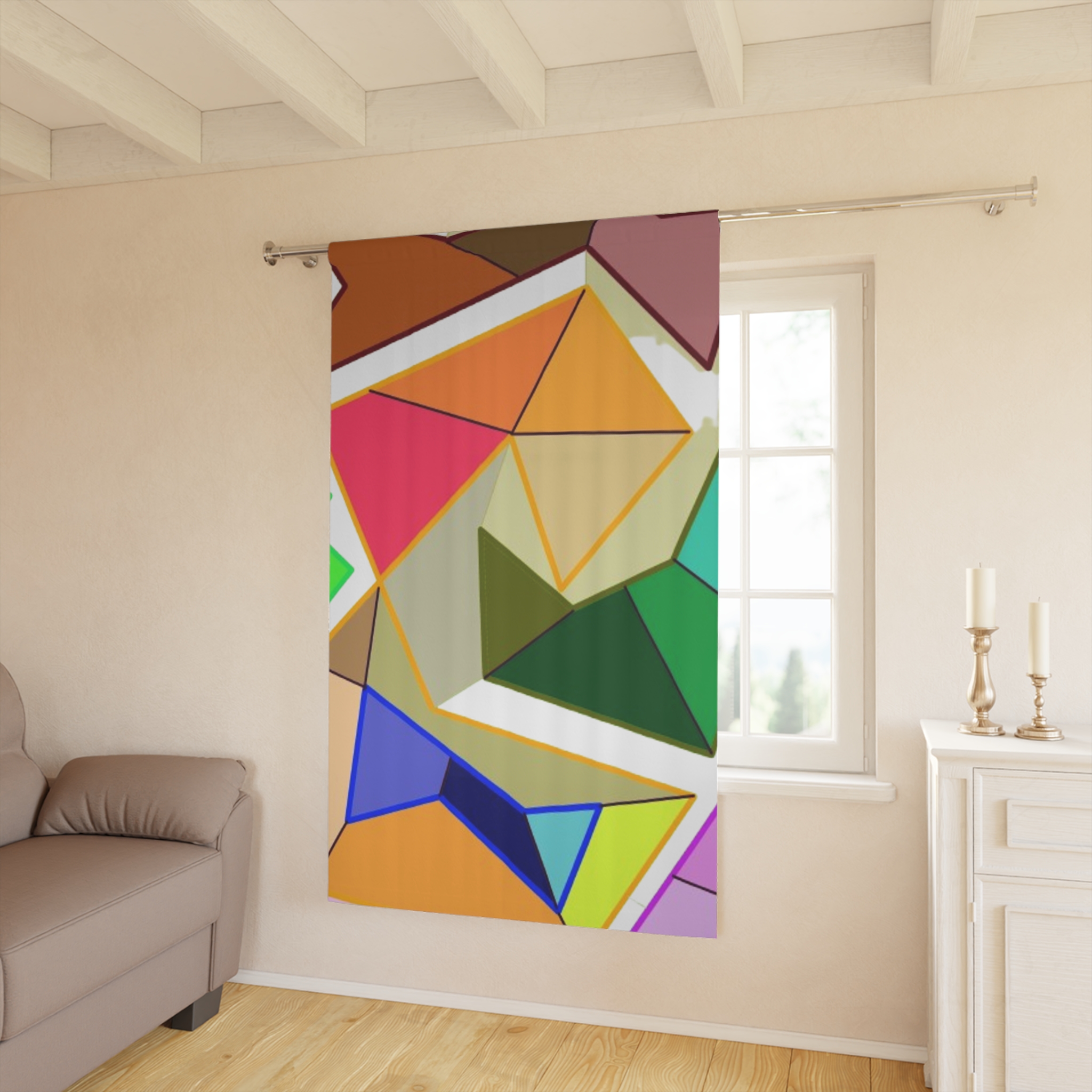 Geometric Abstract Window Curtain - Image 3