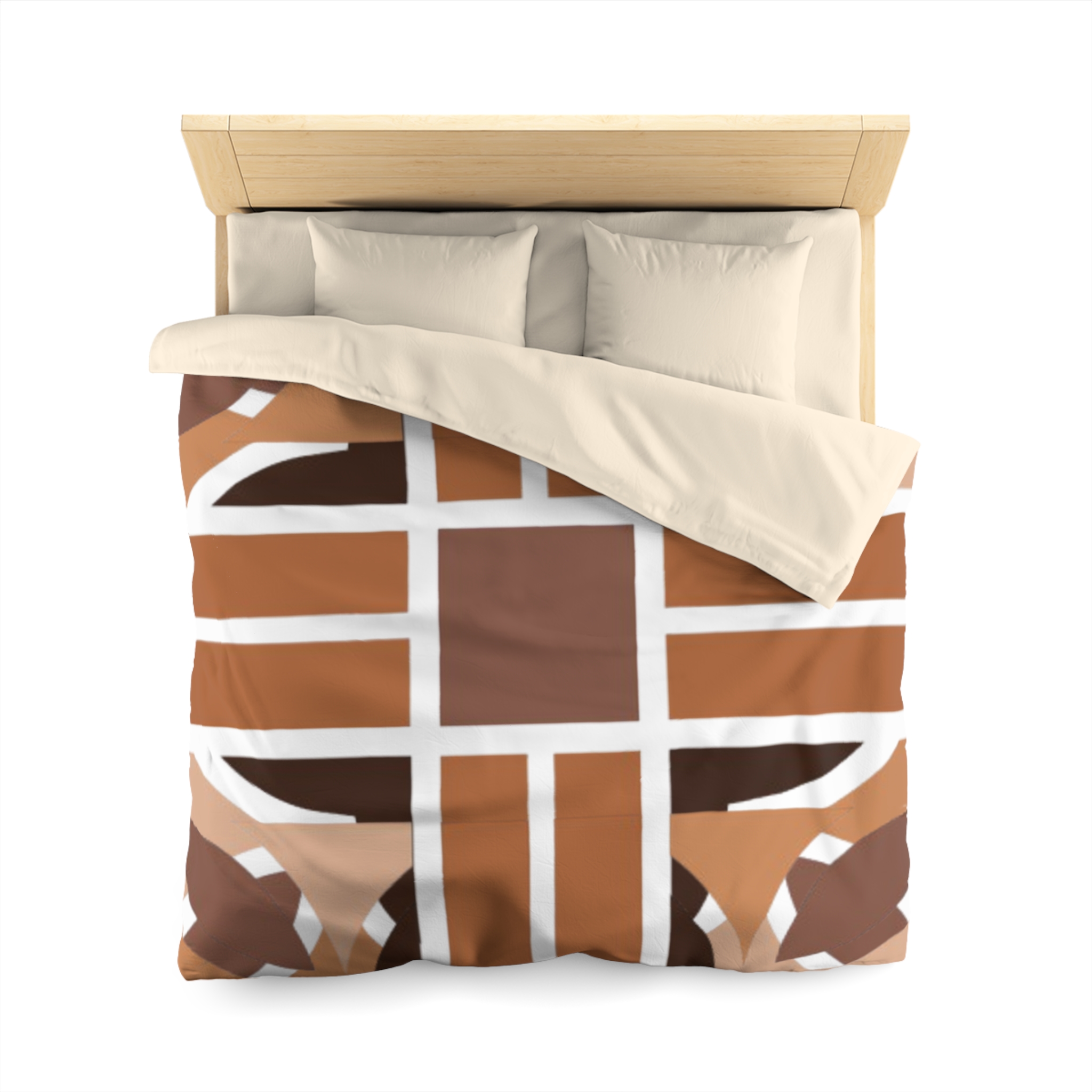 Geometric Brown Abstract Microfiber Duvet Cover - Image 5