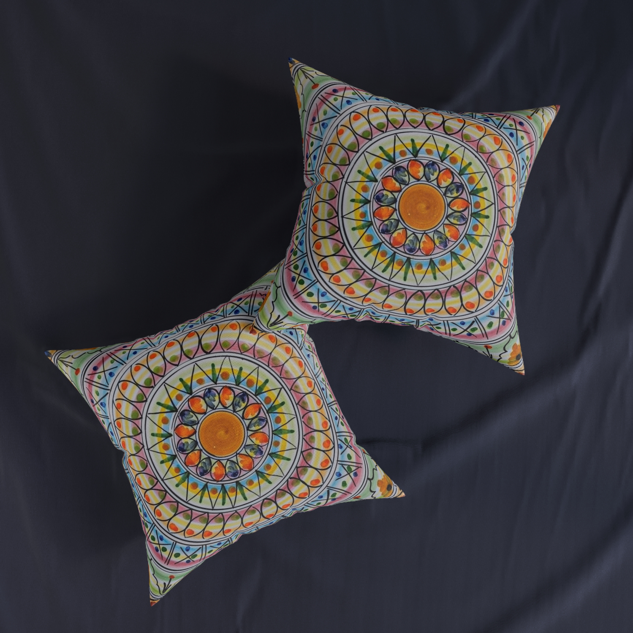Bohemian Mandala Square Pillow — Colorful Geometric Decorative Cushion - Image 11