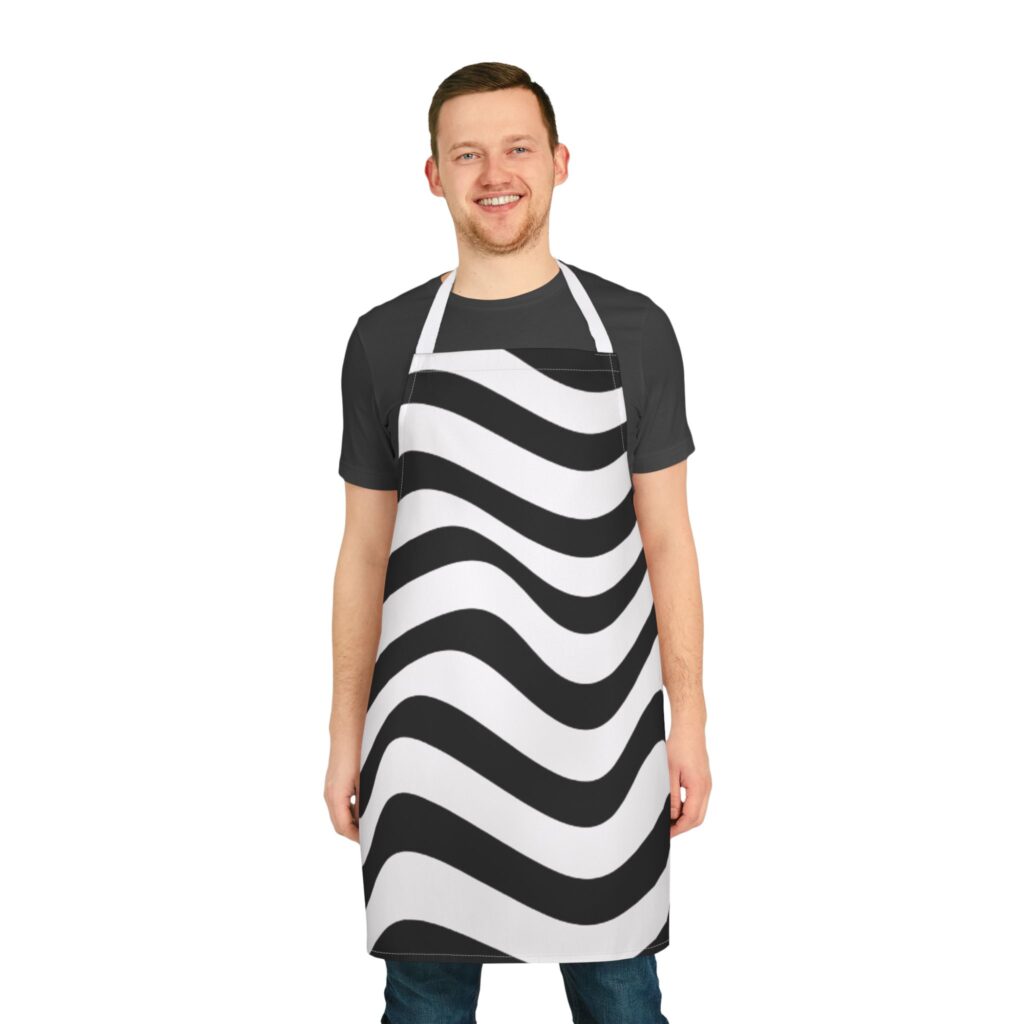 Apron — Black & White Wavy Stripe Kitchen Apron