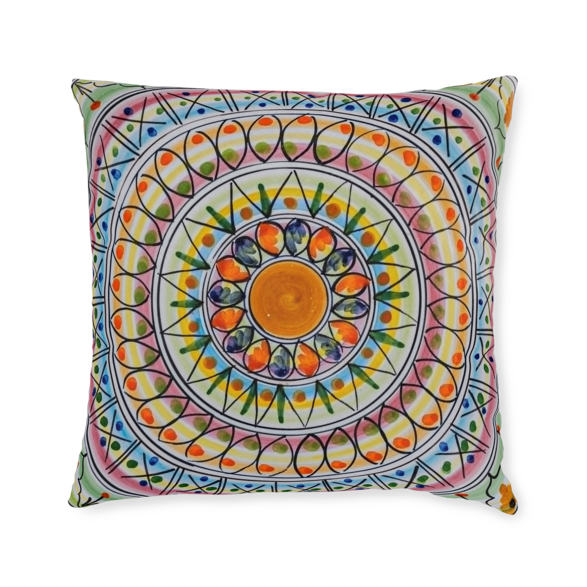Bohemian Mandala Square Pillow — Colorful Geometric Decorative Cushion - Image 10