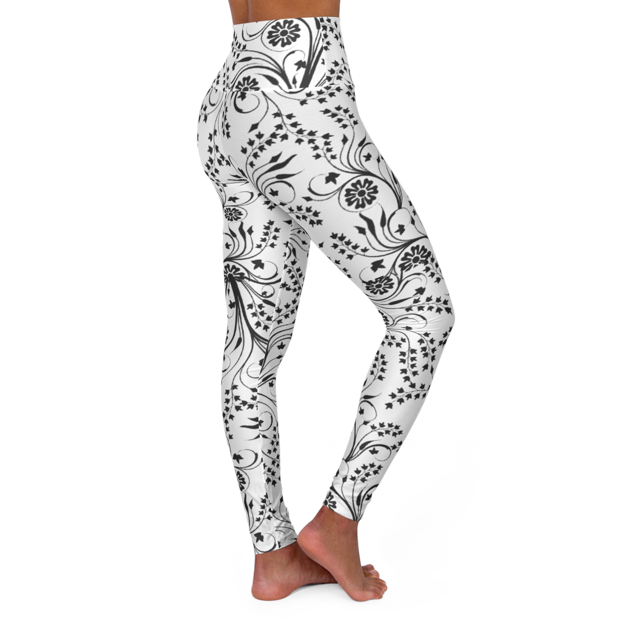 Floral Vine High-Waisted Yoga Leggings - Image 4