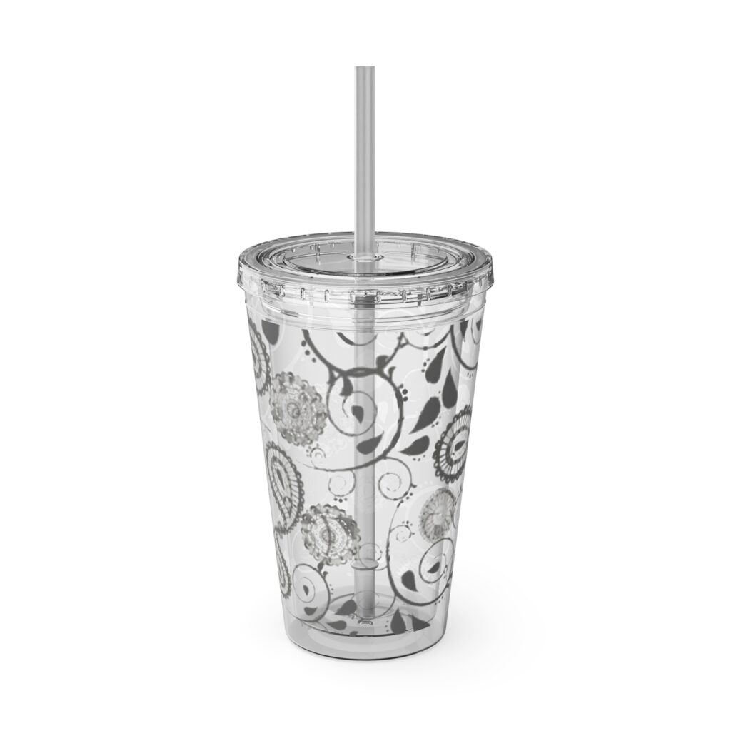 Floral Paisley 16oz Tumbler with Straw