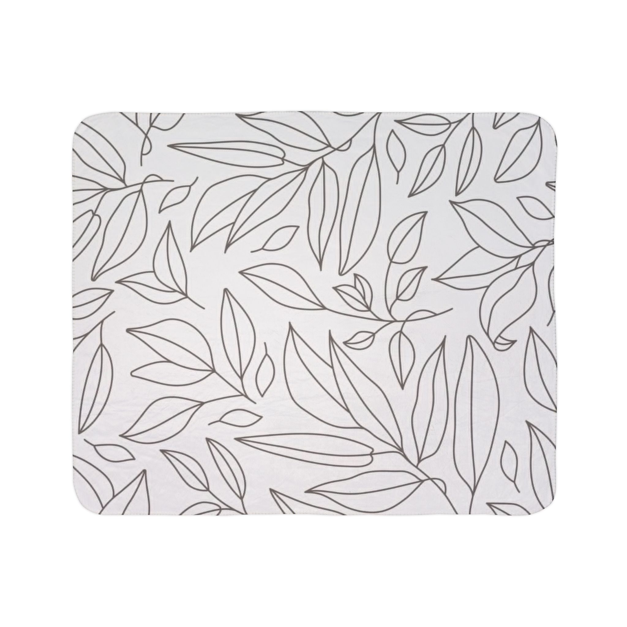 Leaf Outline Fleece Sherpa Blanket – Minimal Botanical Throw - Image 3