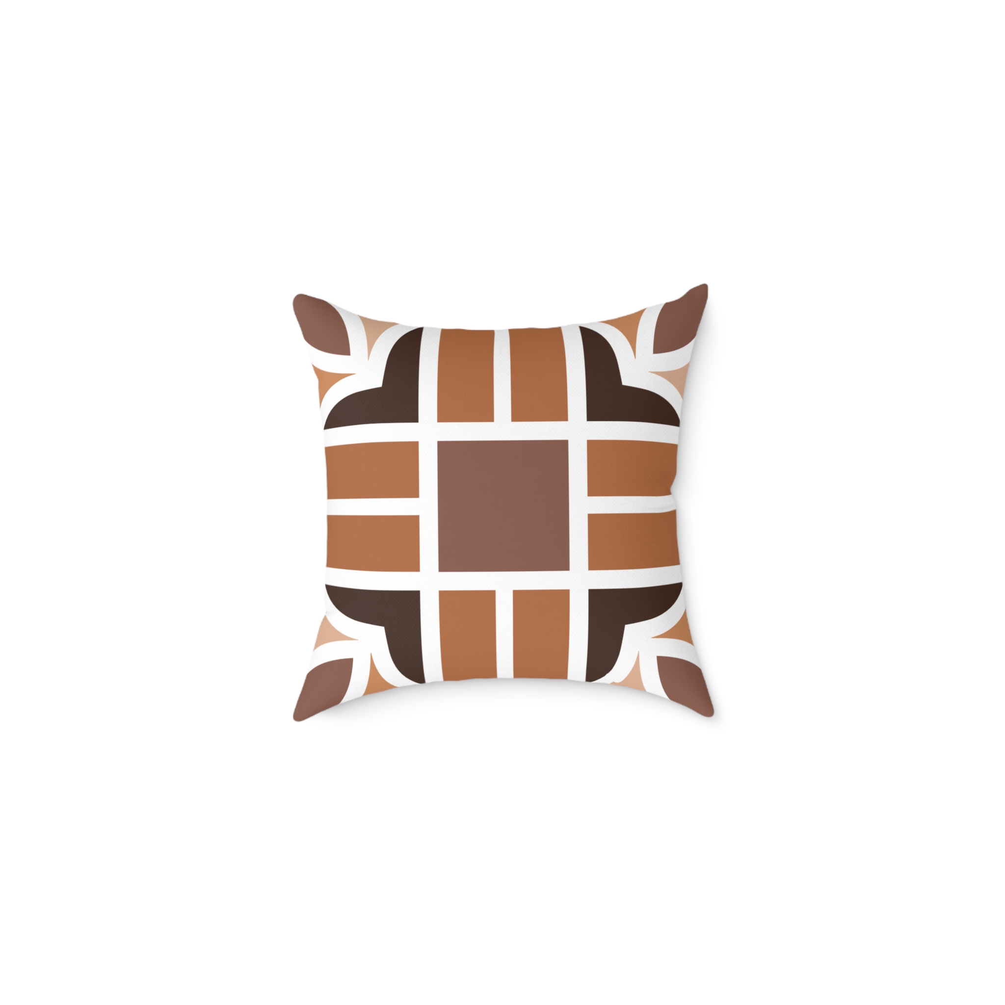 Retro Brown Geometric Square Pillow - Image 6