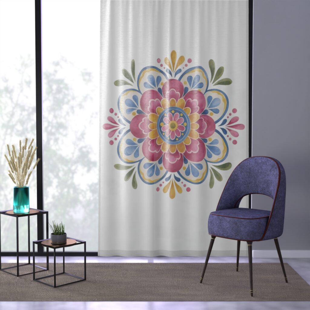 Colorful Floral Mandala Window Curtain