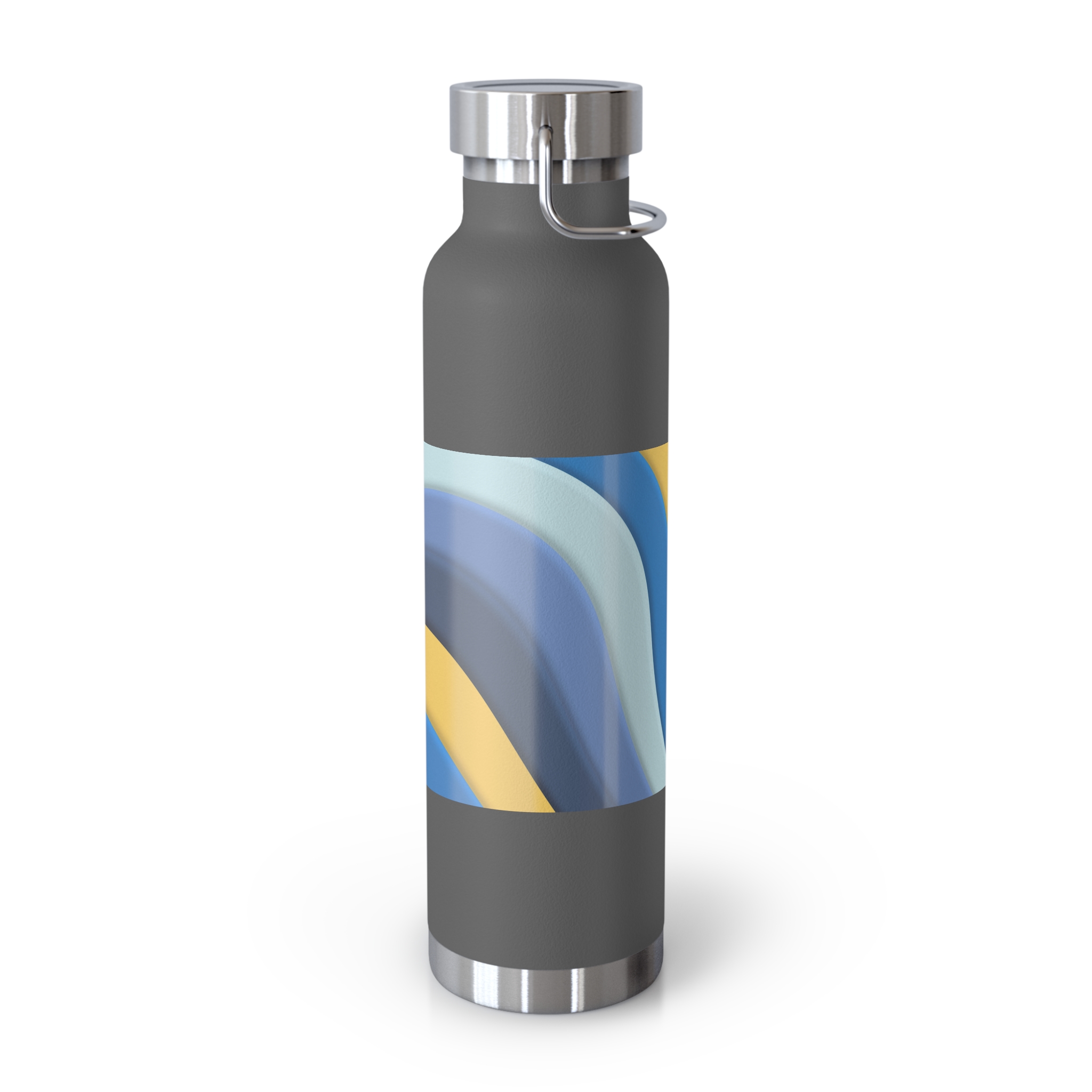 22oz Abstract Blue and Yellow Wave Vacuum Insulated Bottle - Image 13
