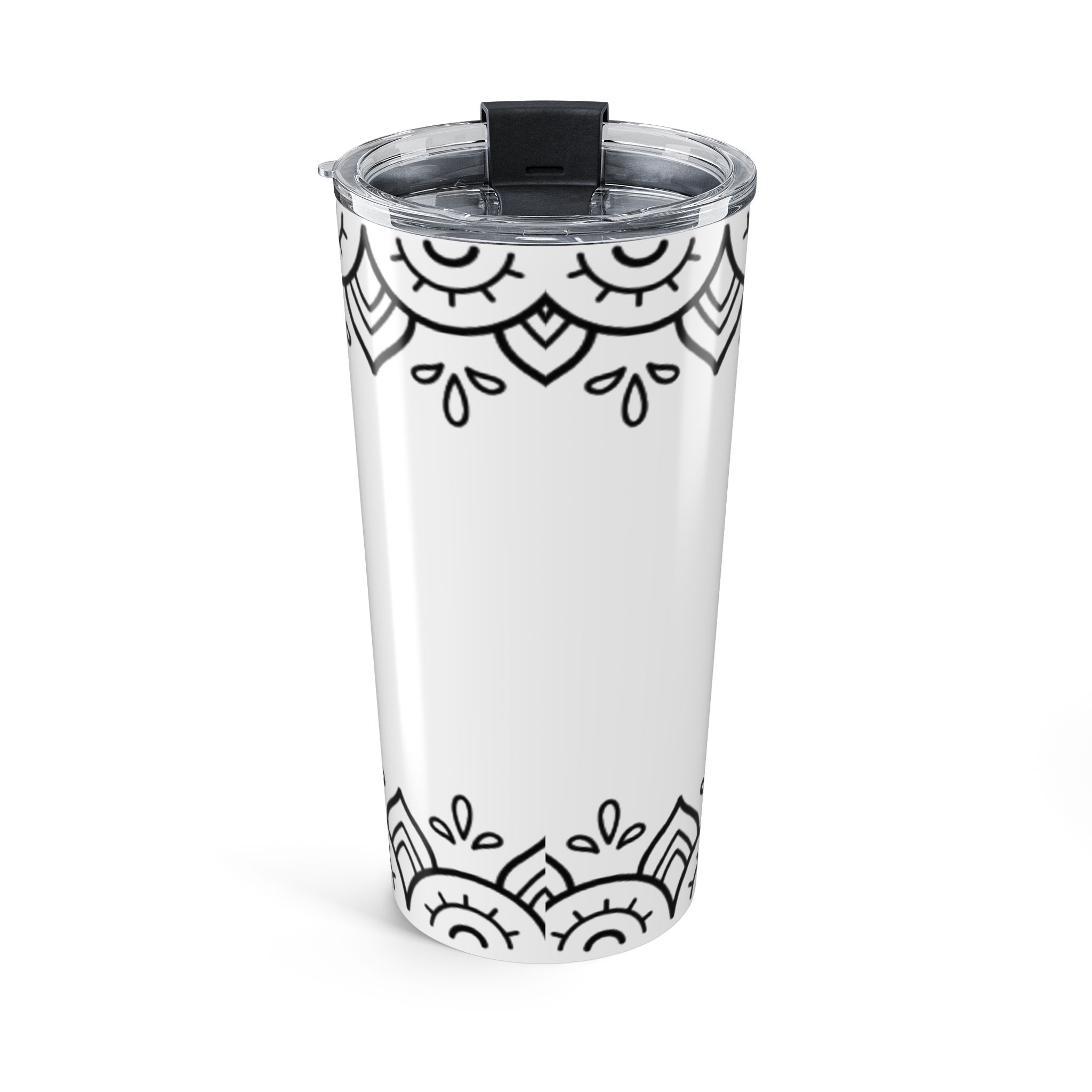 20oz Mandala Tumbler – Black Floral Boho Travel Cup - Image 3