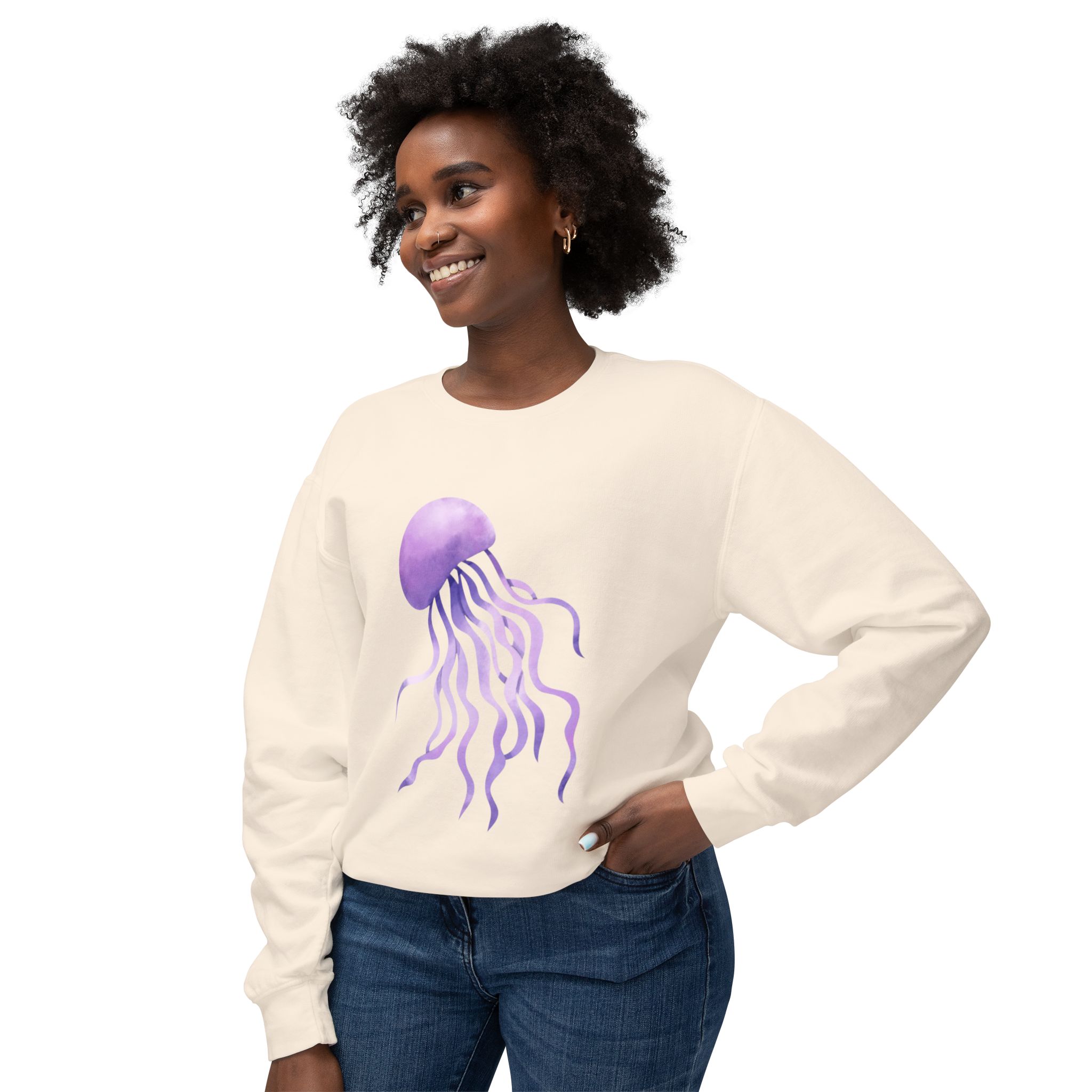 Purple Jellyfish Ocean-Inspired Sweatshirt